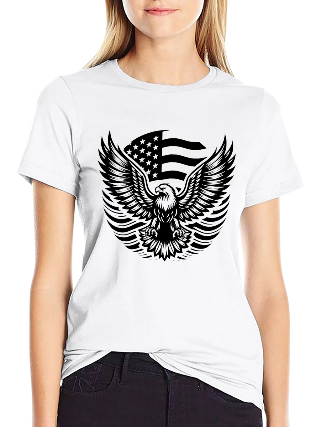 American Pride Eagle Graphic Tee - Mens Black T-Shirt