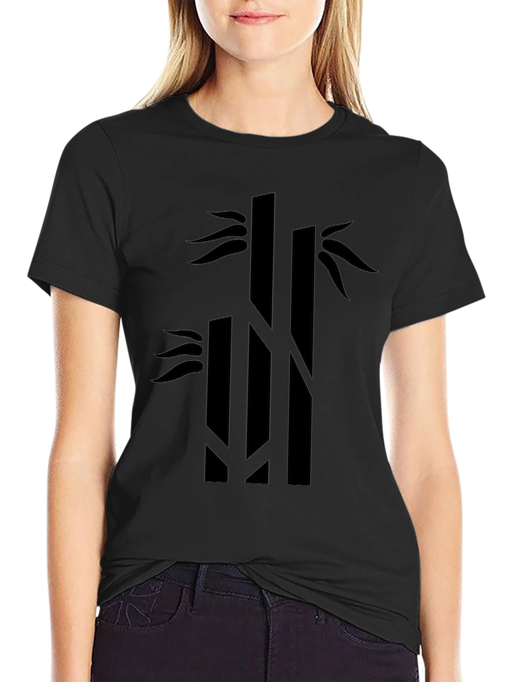 Mens Black Bamboo Graphic Tee - Casual Style