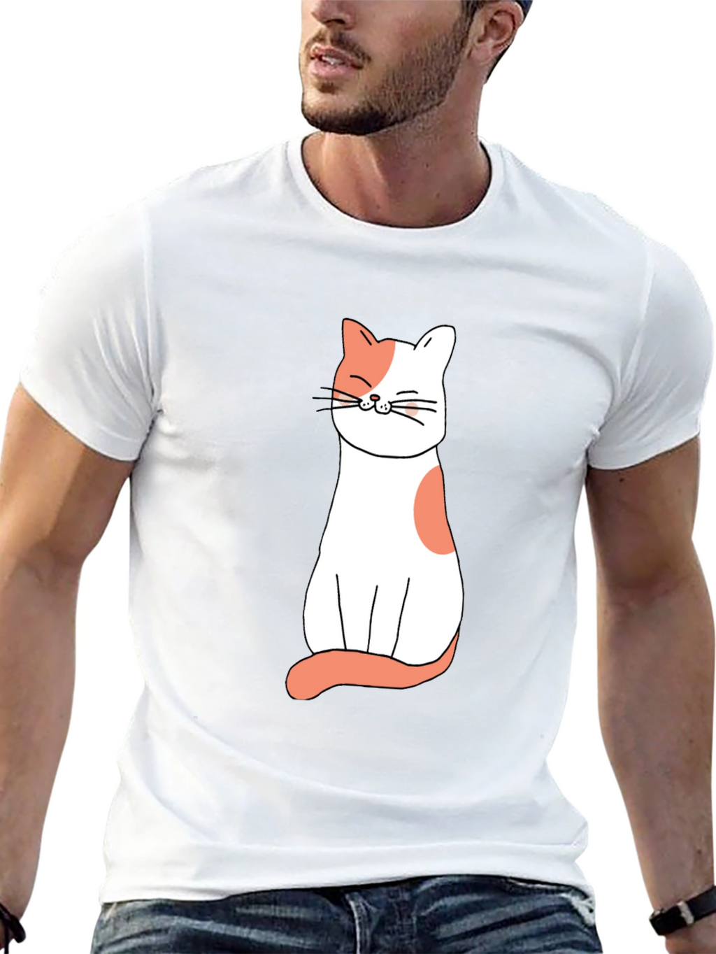 Cute Cat Graphic Tee - Black Unisex T-Shirt