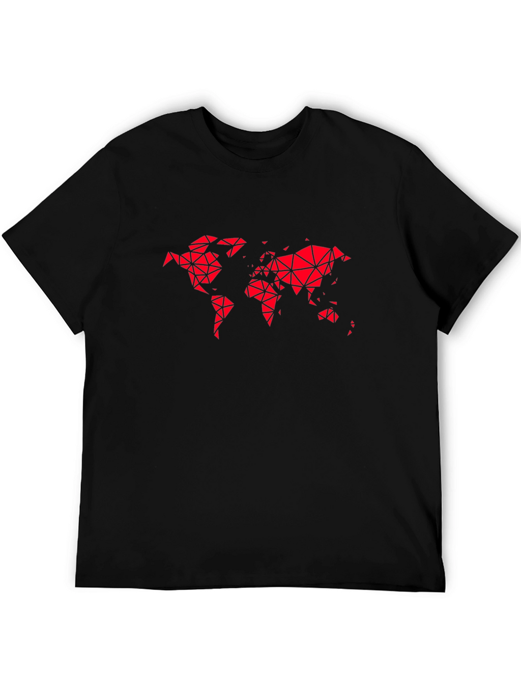 Geometric World Map Tee - Modern Black T-Shirt