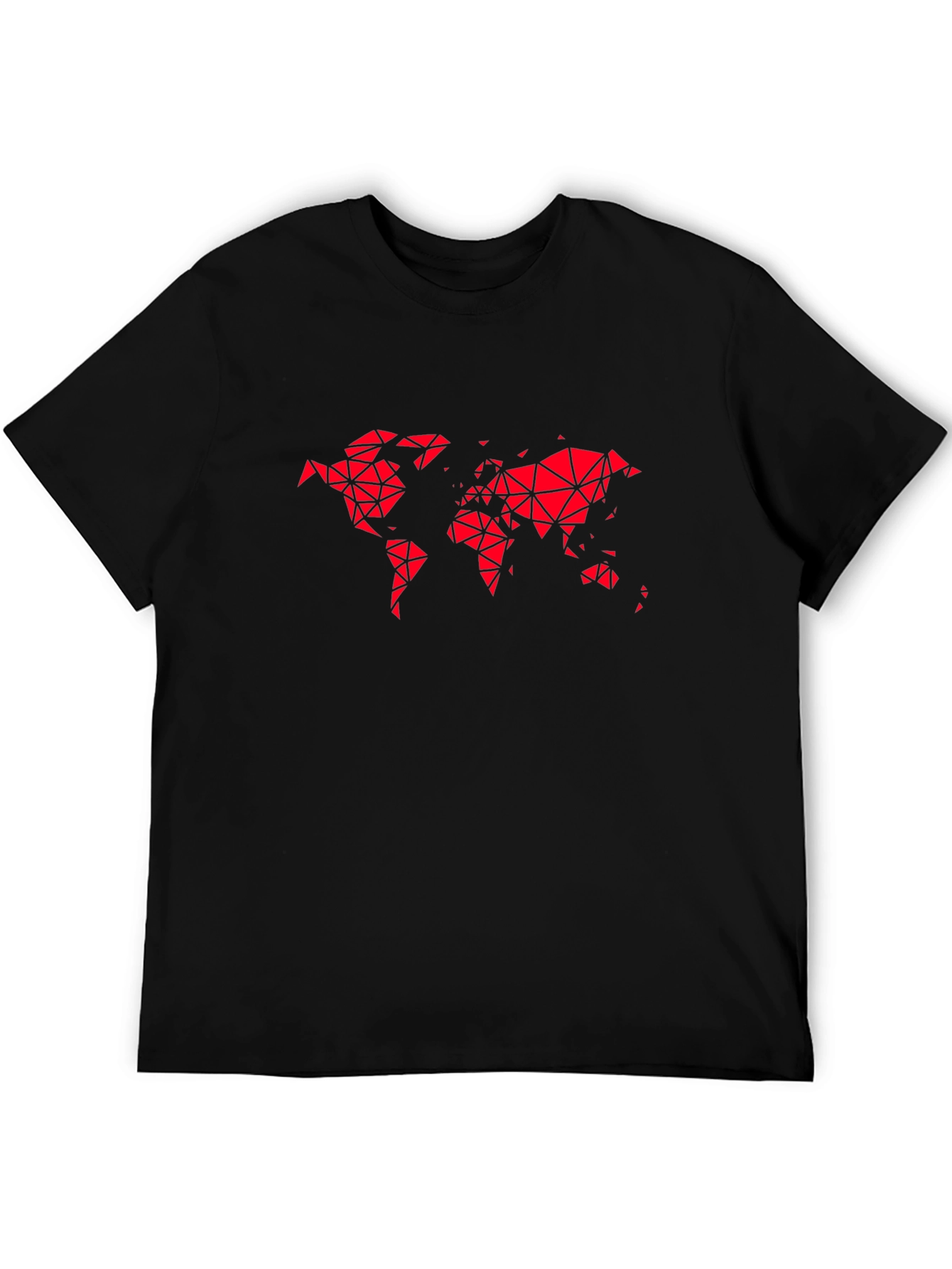 Geometric World Map Tee - Modern Black T-Shirt