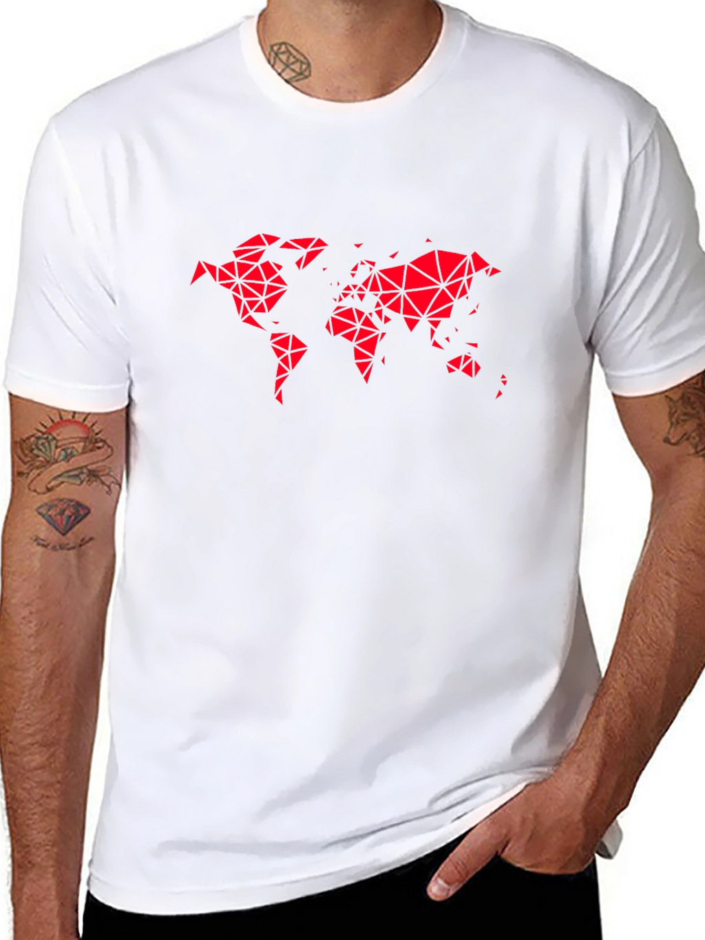 Geometric World Map Tee - Modern Black T-Shirt