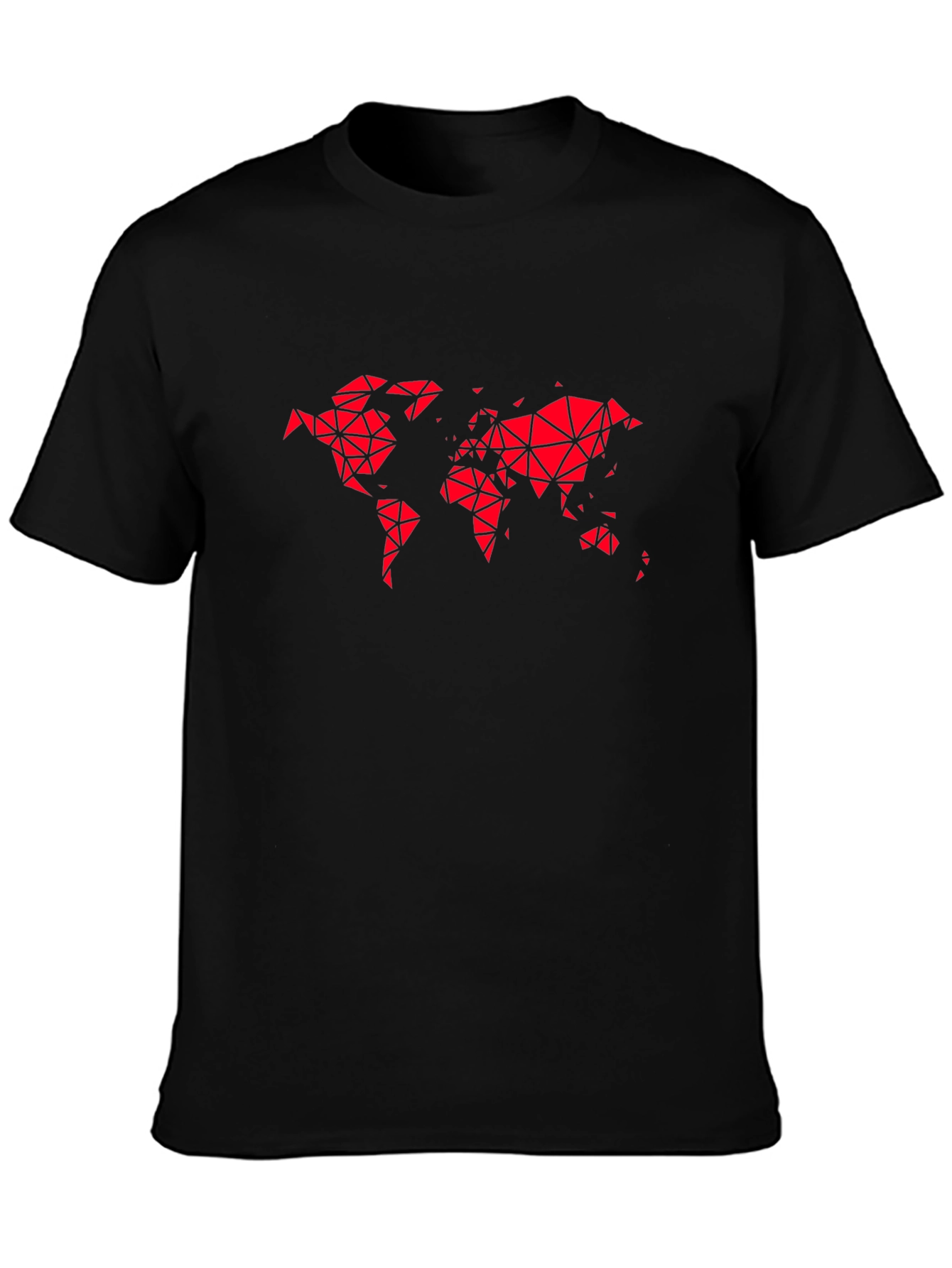 Geometric World Map Tee - Modern Black T-Shirt