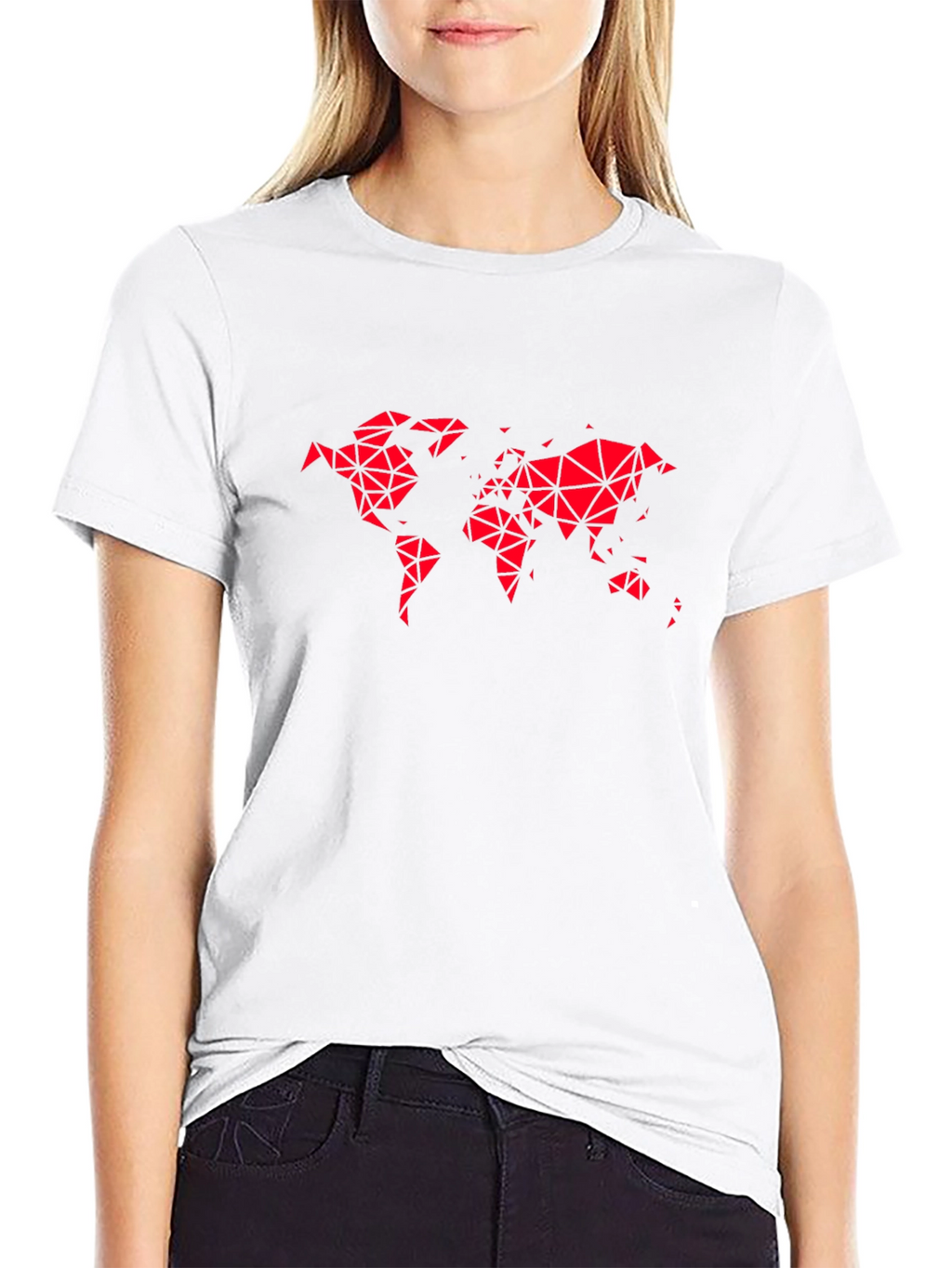 Geometric World Map Tee - Modern Black T-Shirt