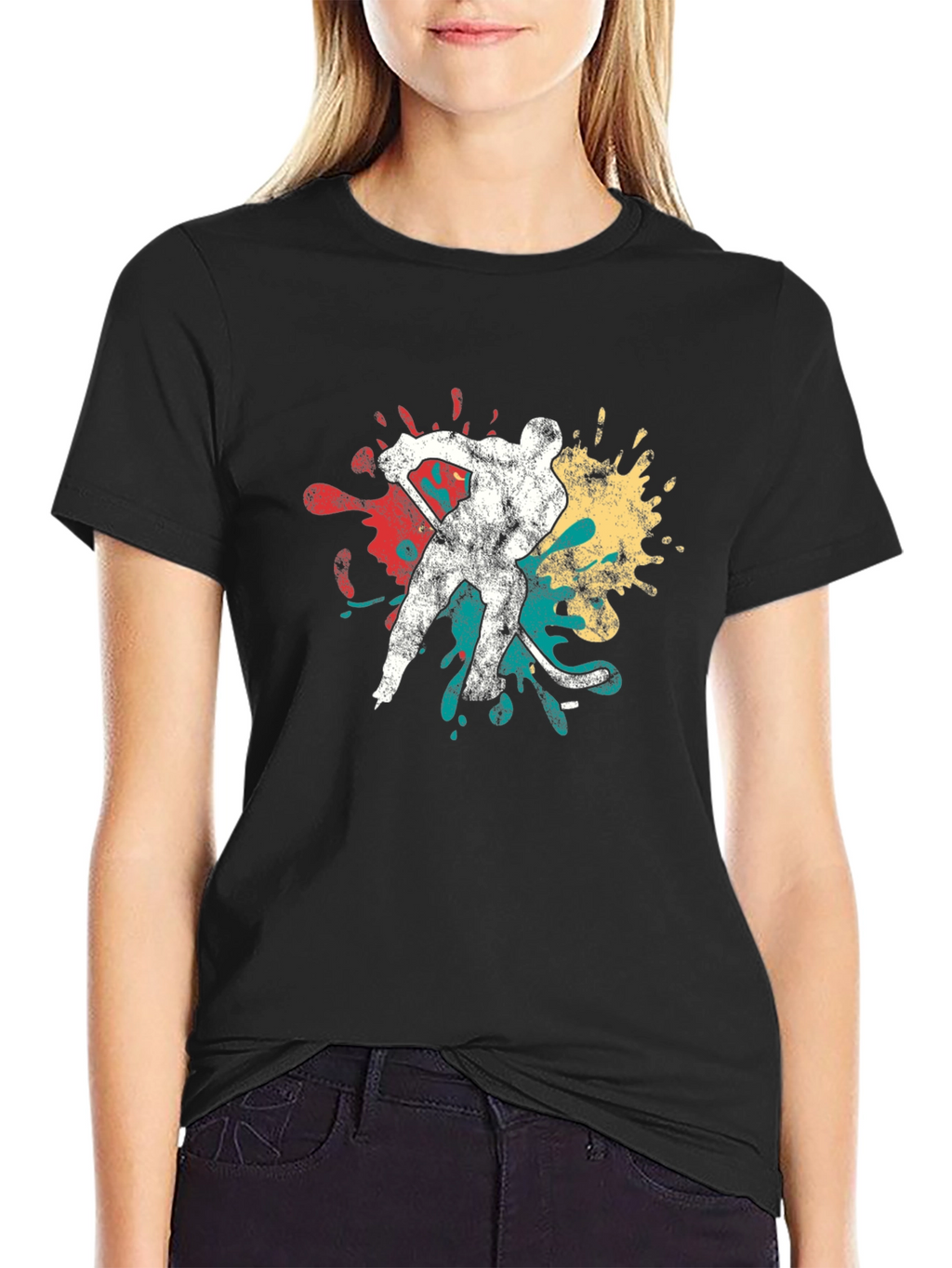 Hockey Player Graphic Tee - Retro Style