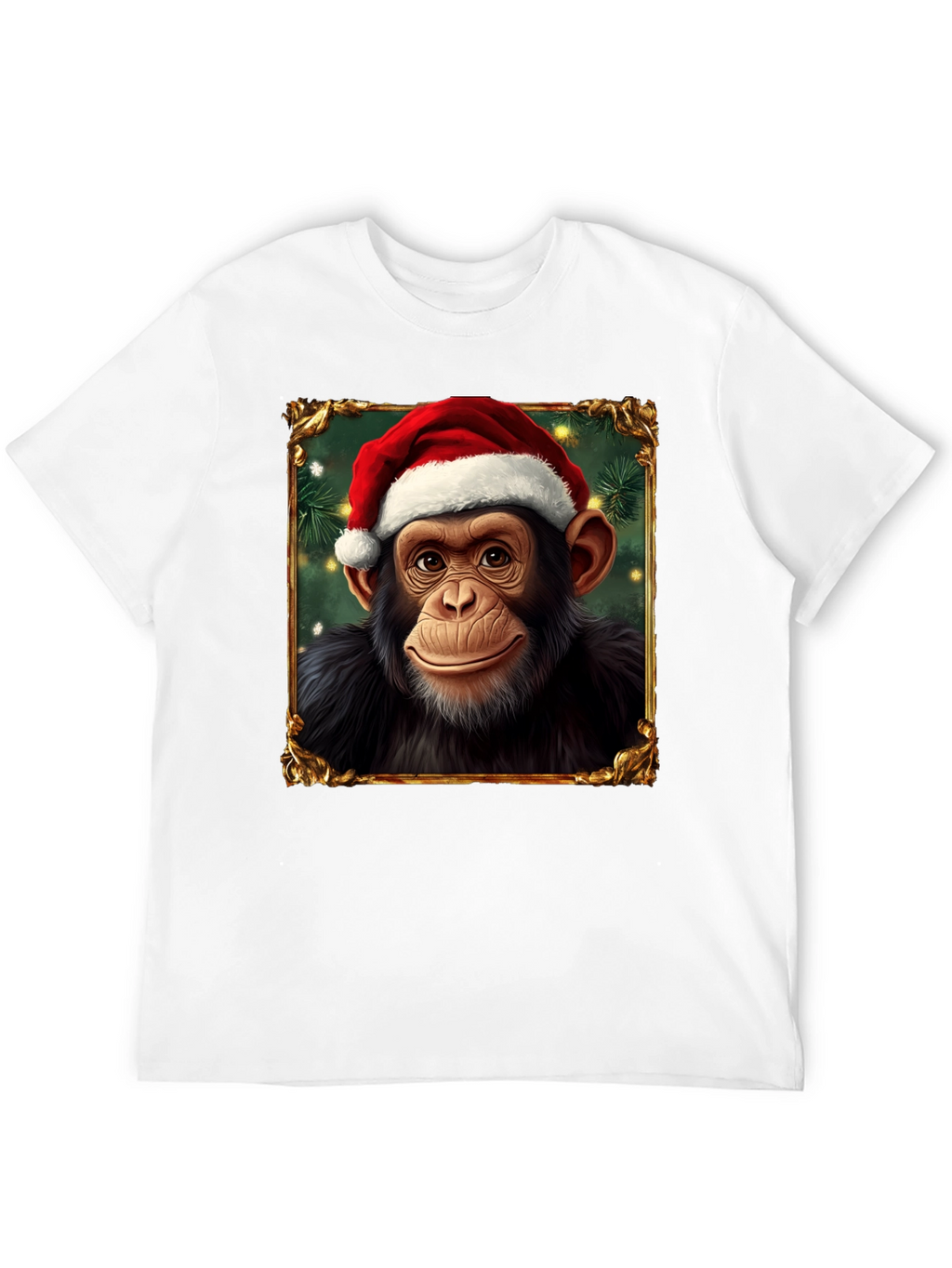 Christmas Chimpanzee Portrait T-Shirt
