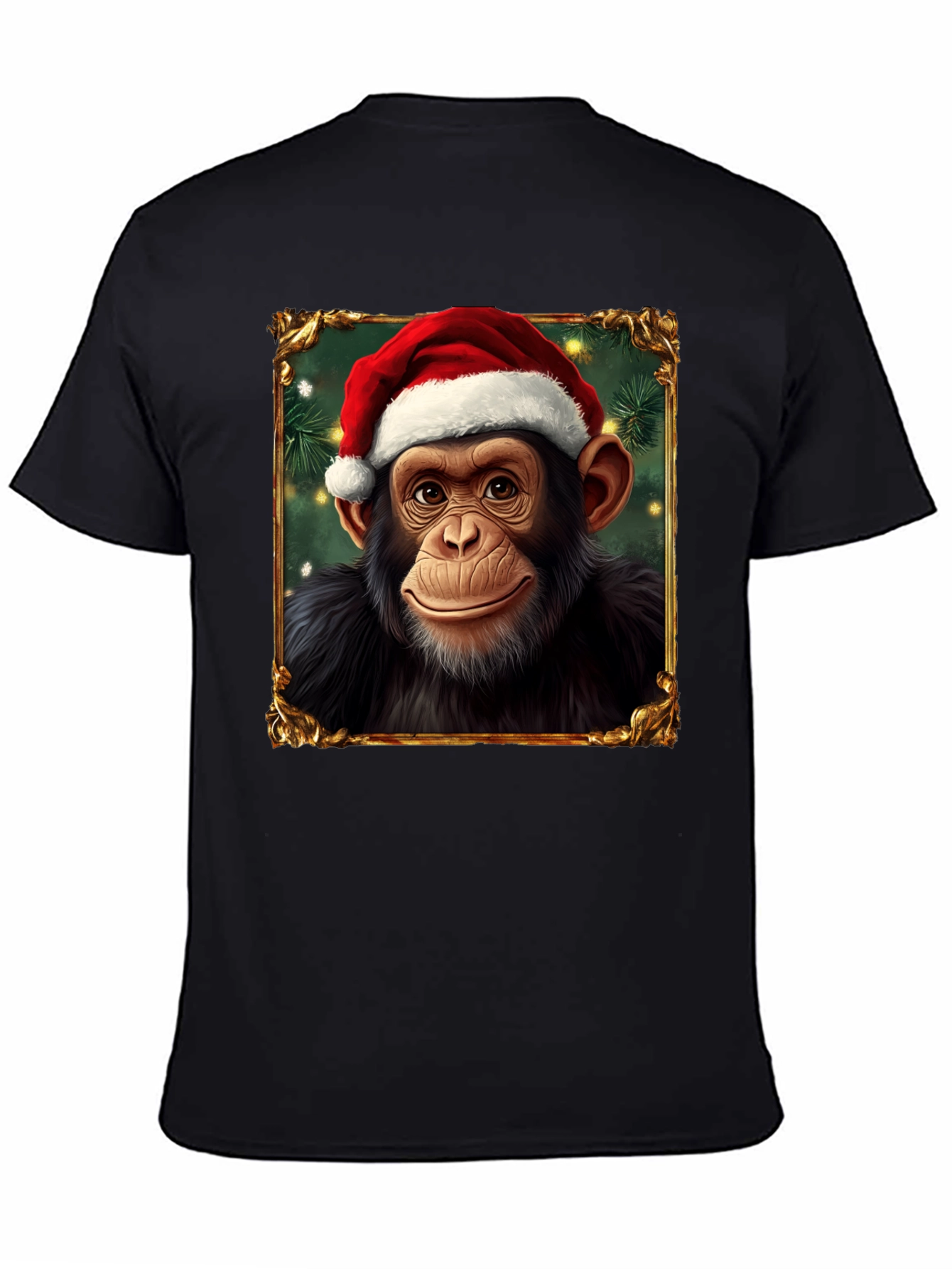 Christmas Chimpanzee Portrait T-Shirt