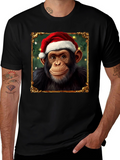 Christmas Chimpanzee Portrait T-Shirt