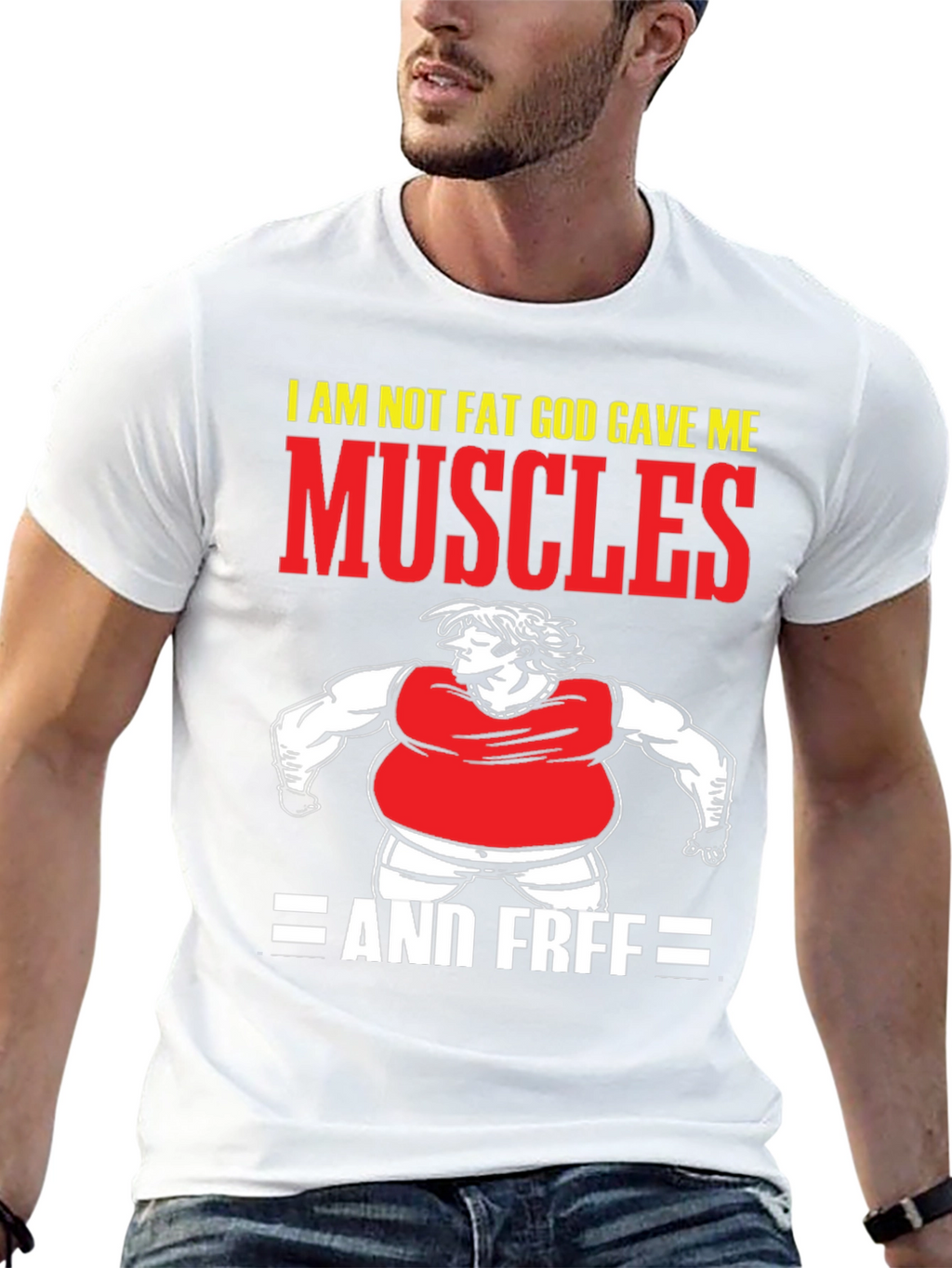 Funny Muscles Graphic Tee - I Am Not Fat