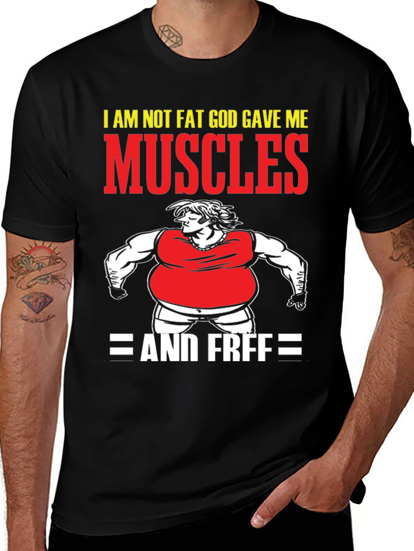 Funny Muscles Graphic Tee - I Am Not Fat
