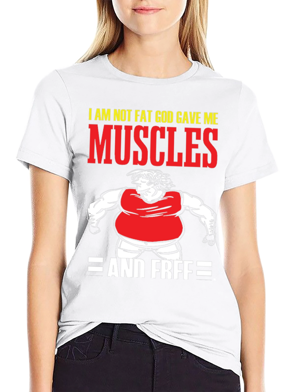 Funny Muscles Graphic Tee - I Am Not Fat
