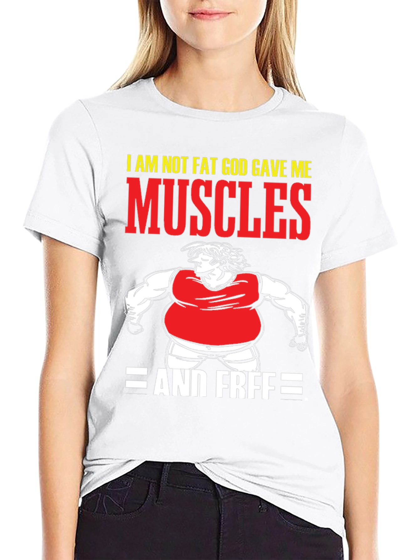 Funny Muscles Graphic Tee - I Am Not Fat