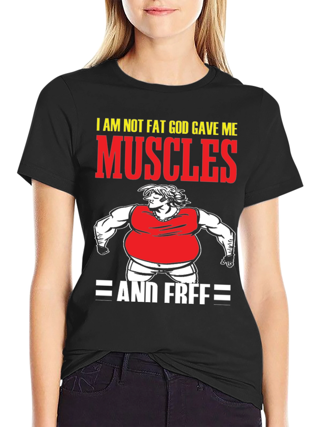 Funny Muscles Graphic Tee - I Am Not Fat