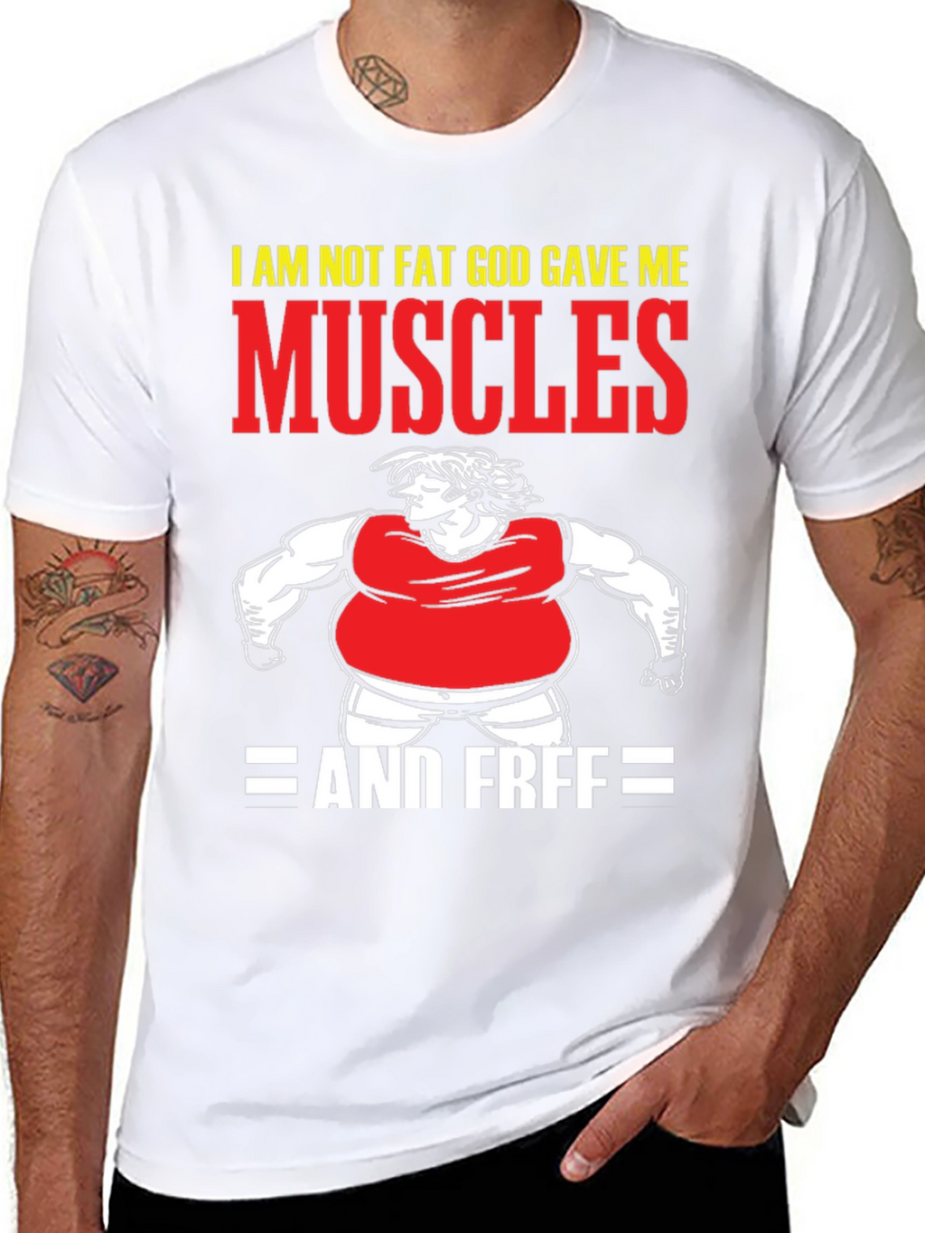 Funny Muscles Graphic Tee - I Am Not Fat