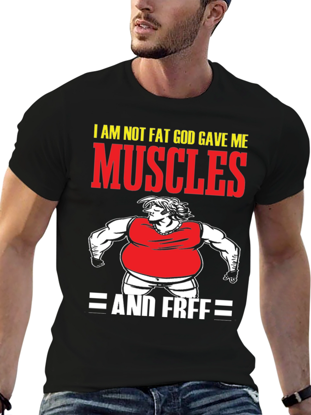 Funny Muscles Graphic Tee - I Am Not Fat