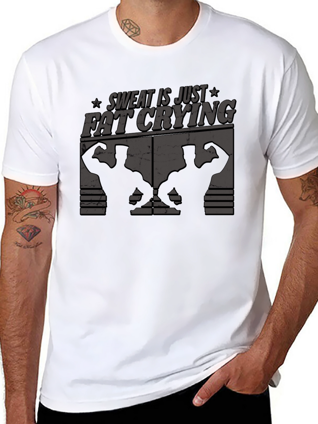 Sweat is Just Fat Crying Black T-Shirt