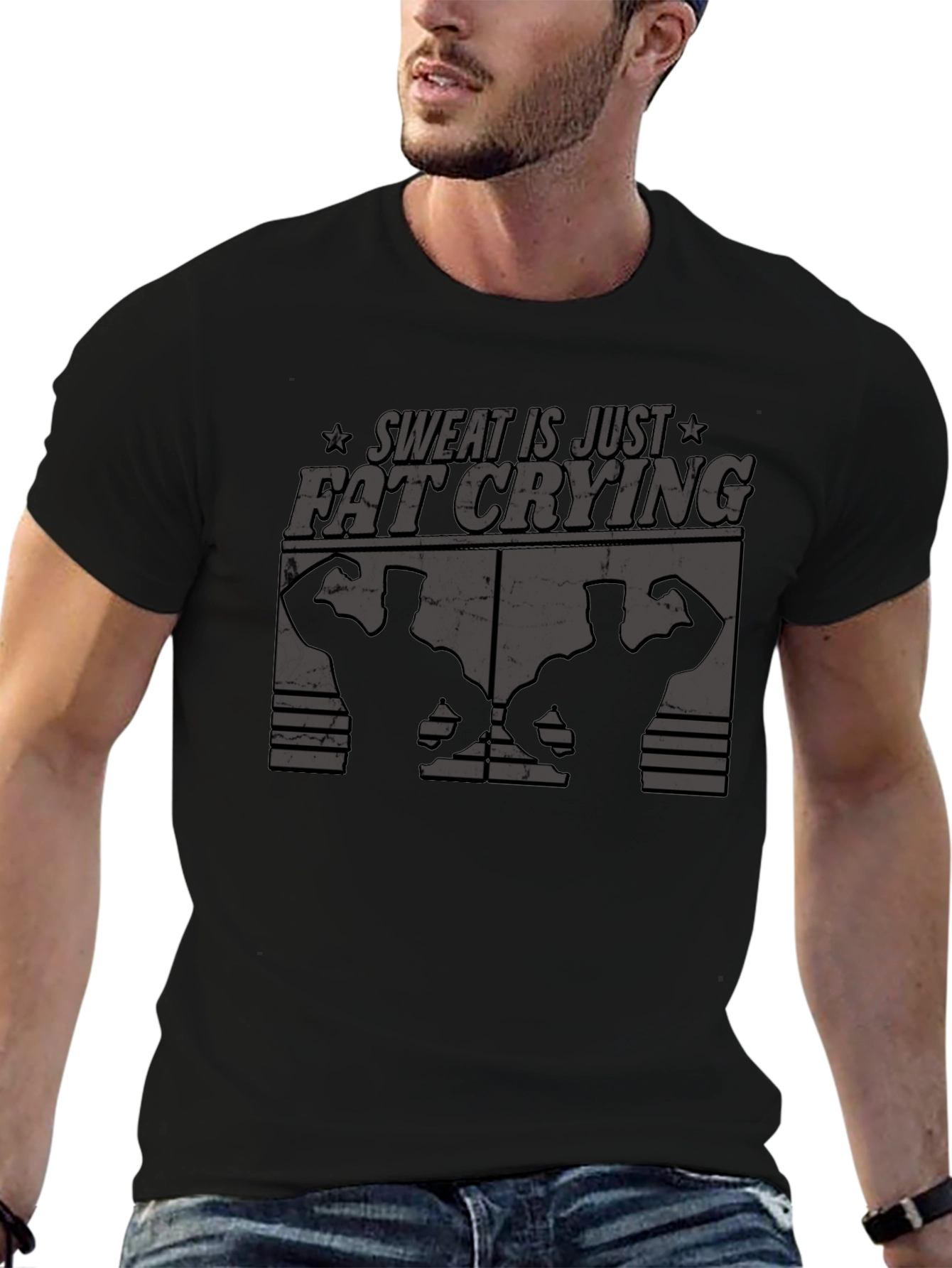 Sweat is Just Fat Crying Black T-Shirt