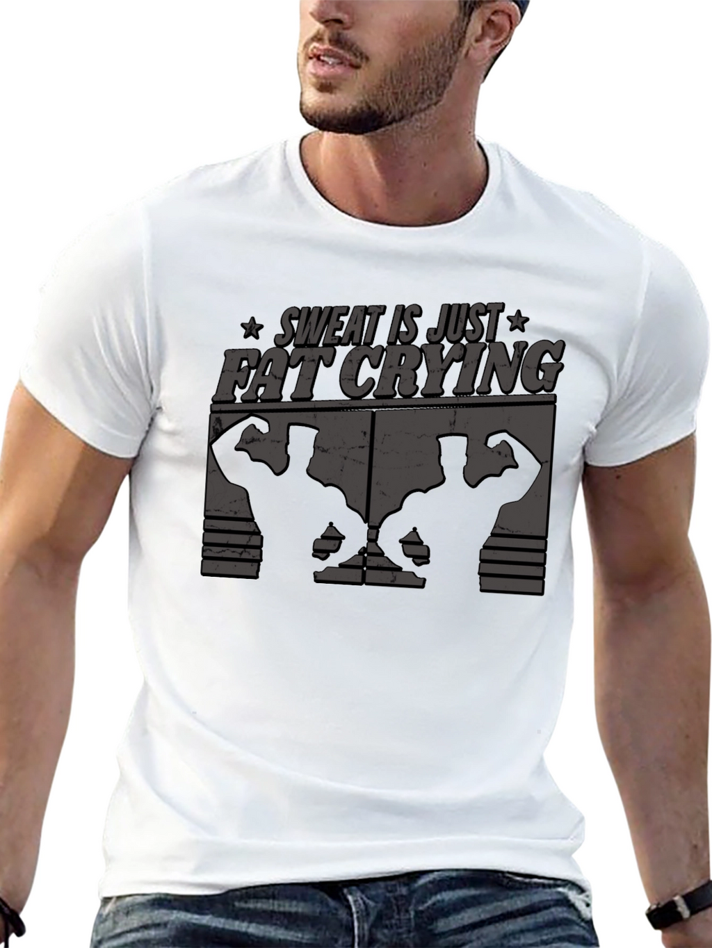 Sweat is Just Fat Crying Black T-Shirt