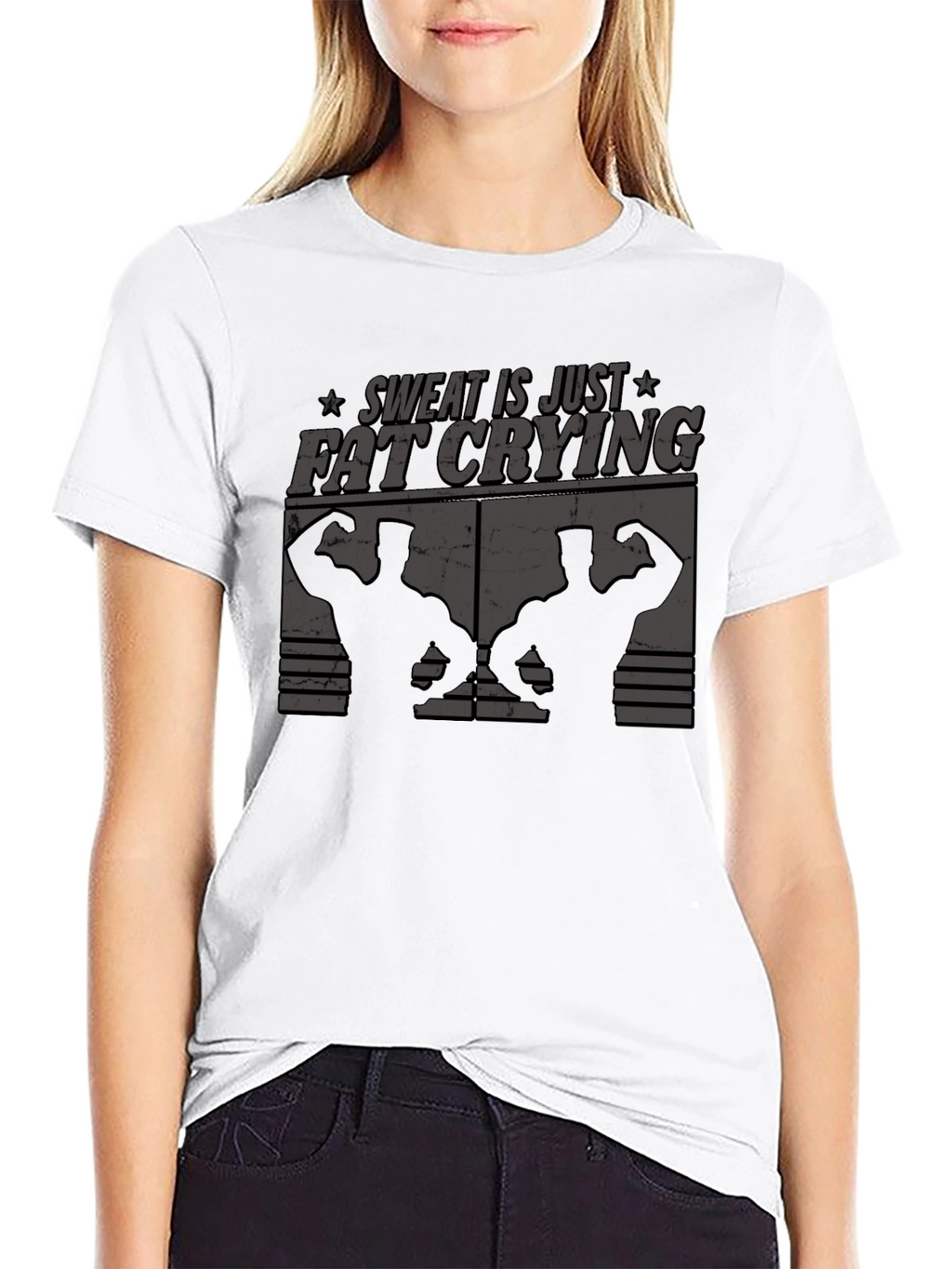 Sweat is Just Fat Crying Black T-Shirt