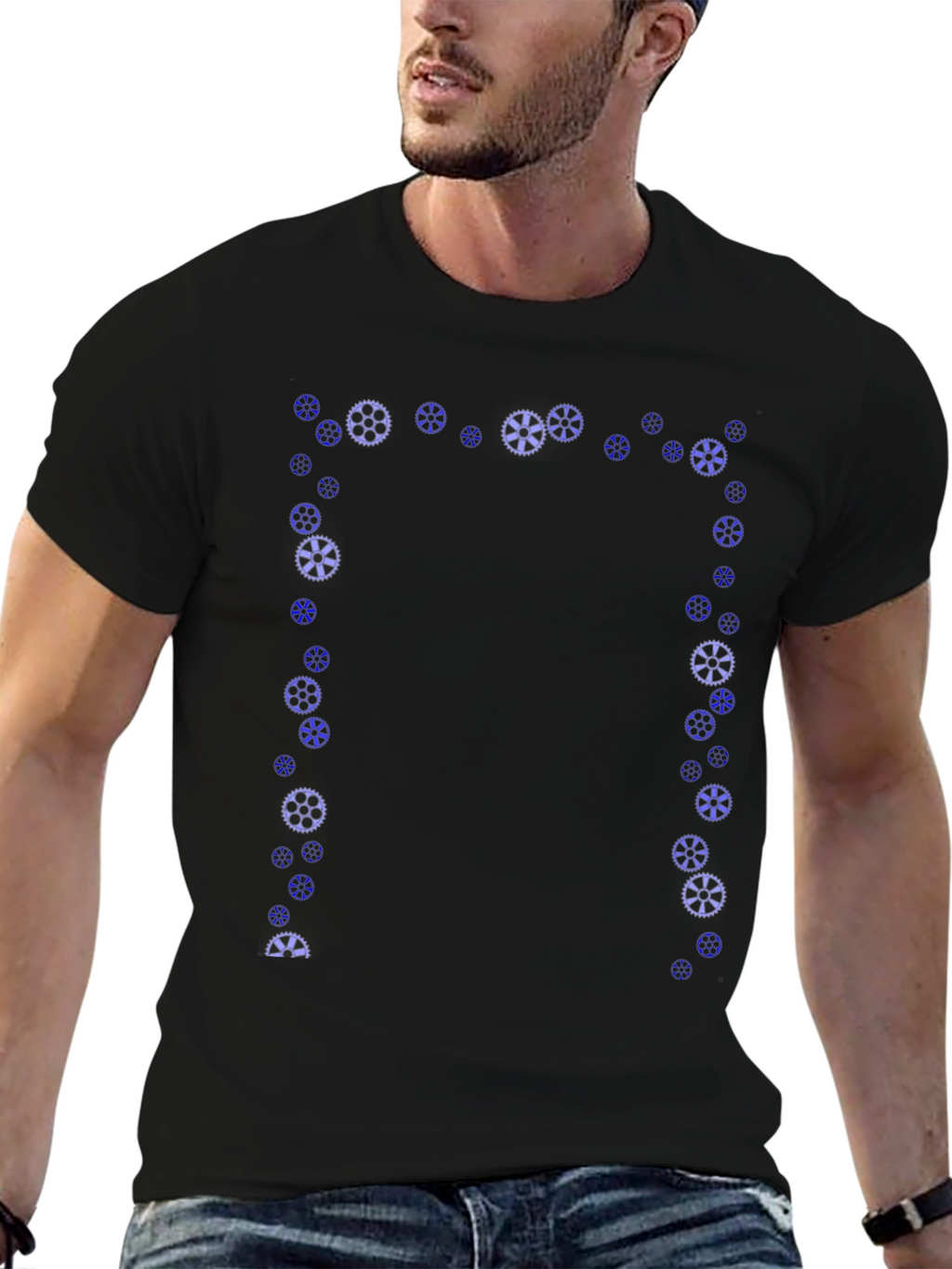 Gear Graphic Black Tee | Unique Design