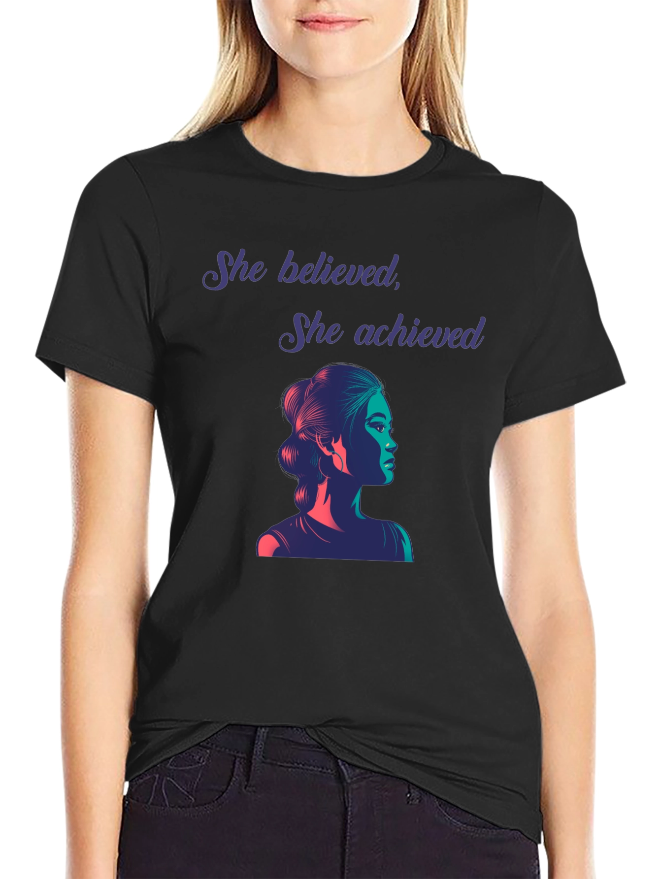 Empowered Woman Graphic Tee - She Believed She Achieved