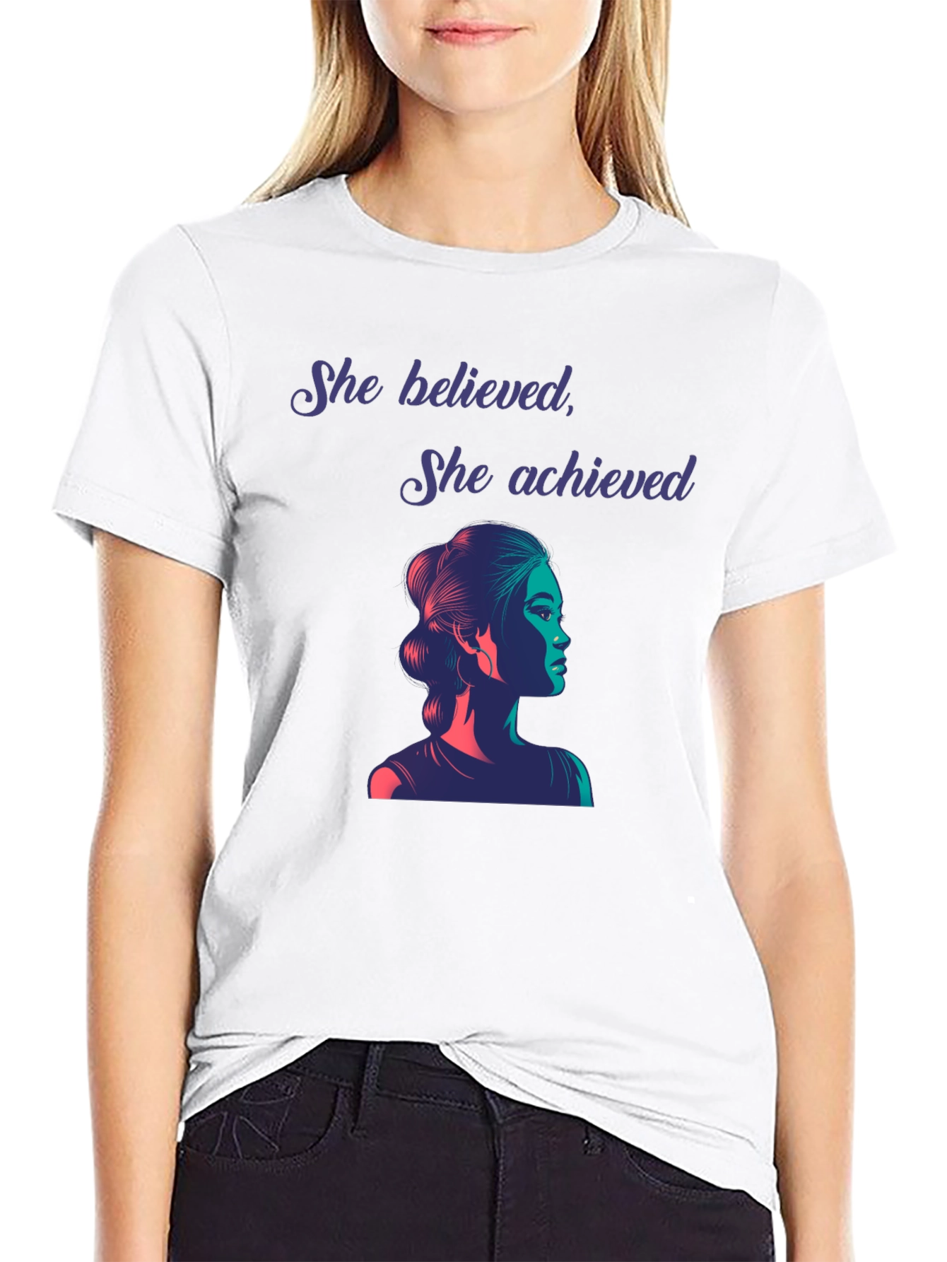 Empowered Woman Graphic Tee - She Believed She Achieved