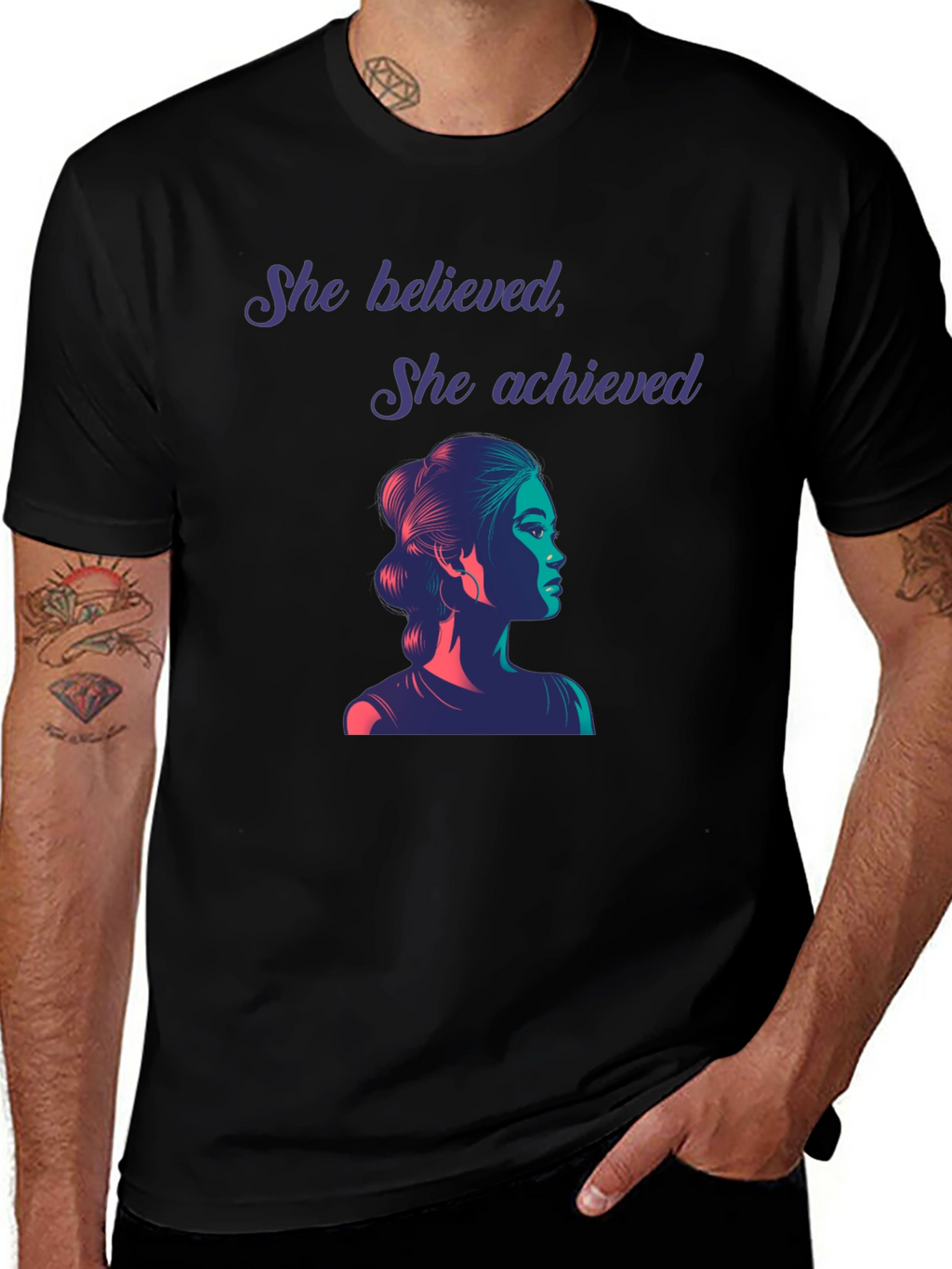 Empowered Woman Graphic Tee - She Believed She Achieved