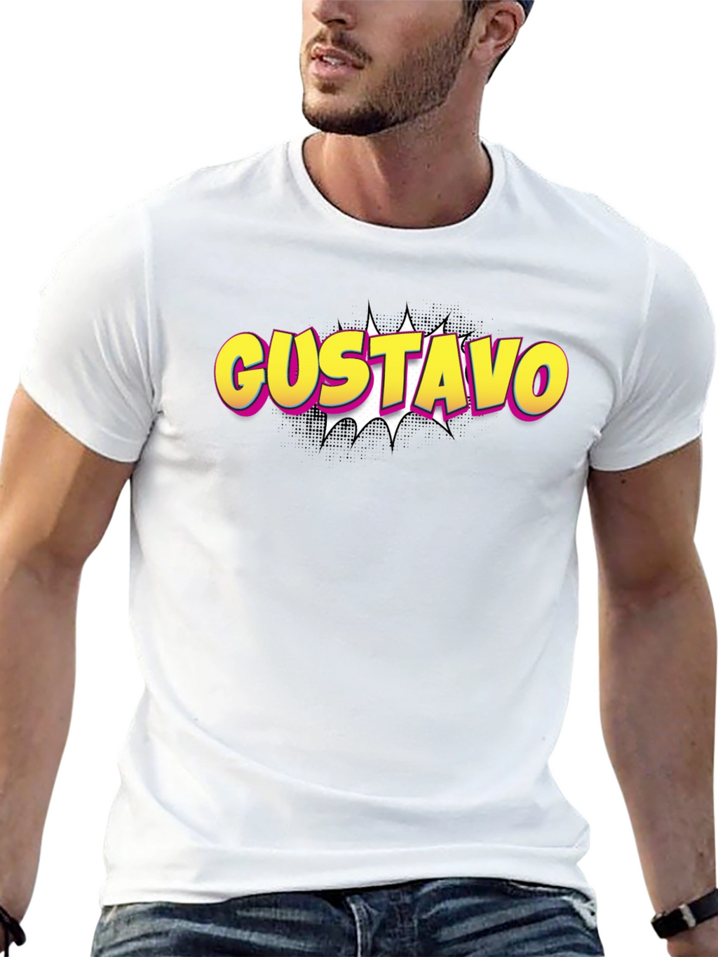 Gustavo Comic Style Black T-Shirt