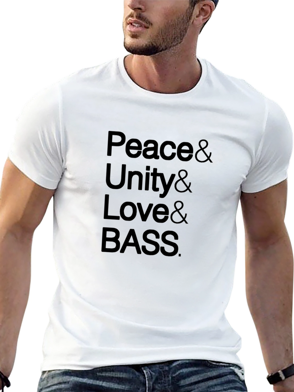 Peace Unity Love Bass Black Graphic Tee