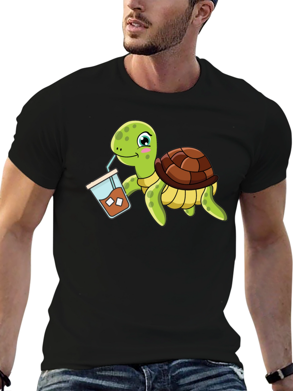 Turtle Drinking Iced Coffee T-Shirt