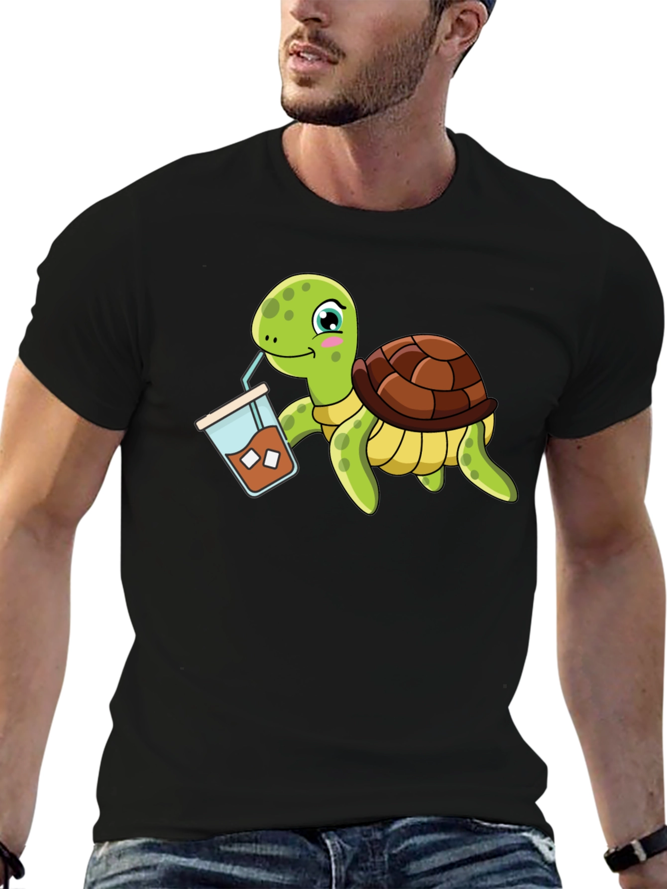 Turtle Drinking Iced Coffee T-Shirt