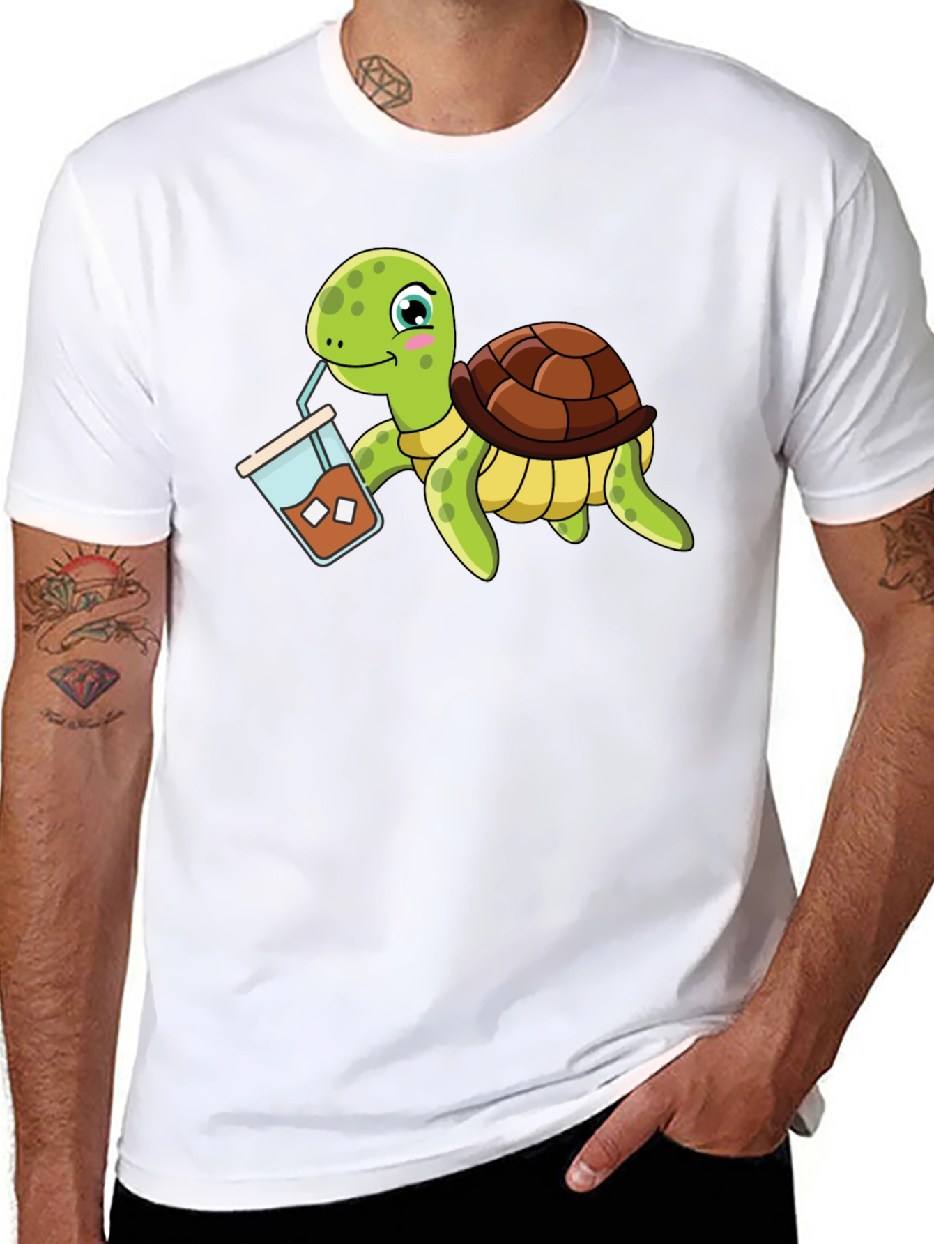 Turtle Drinking Iced Coffee T-Shirt