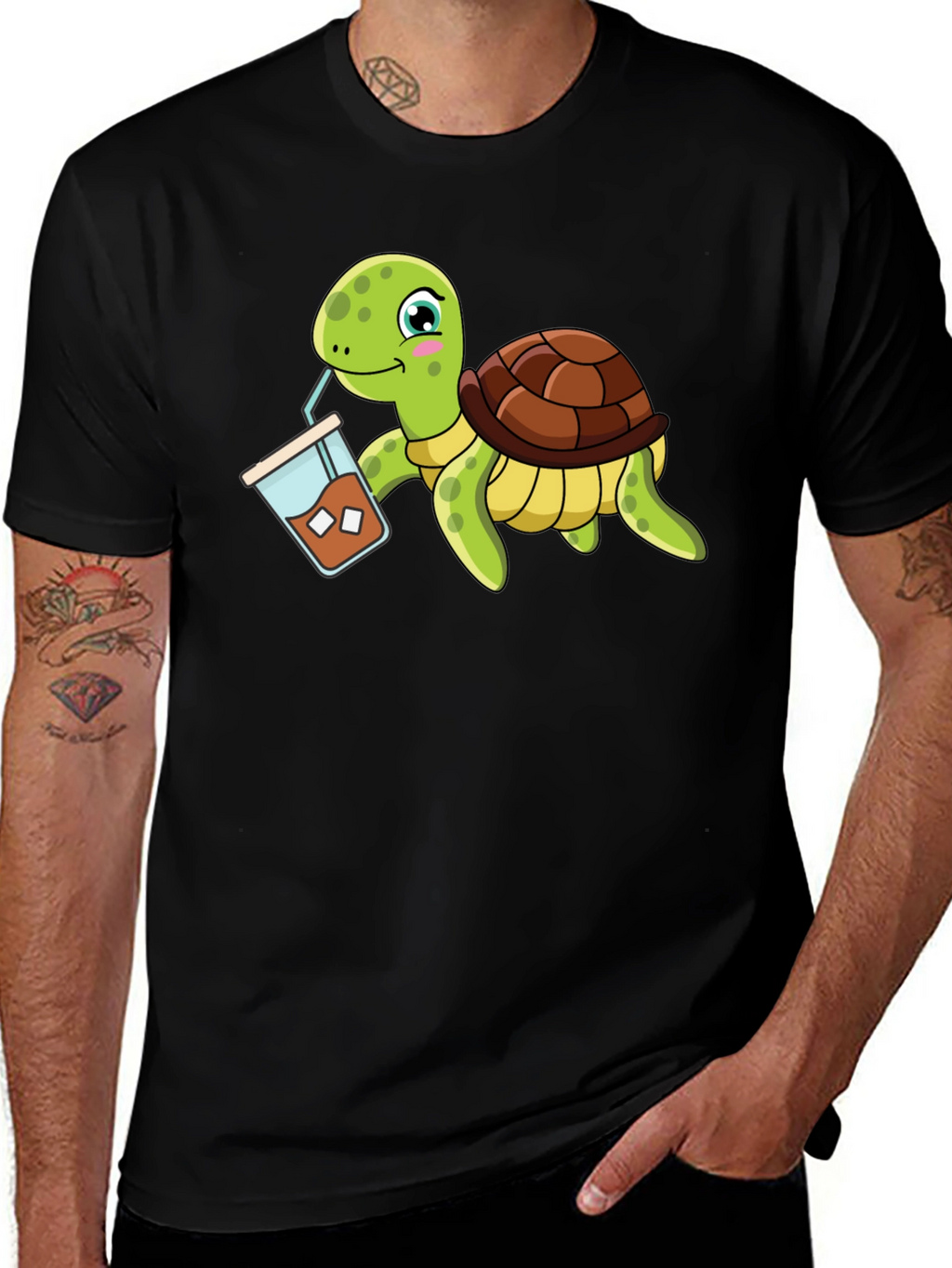 Turtle Drinking Iced Coffee T-Shirt