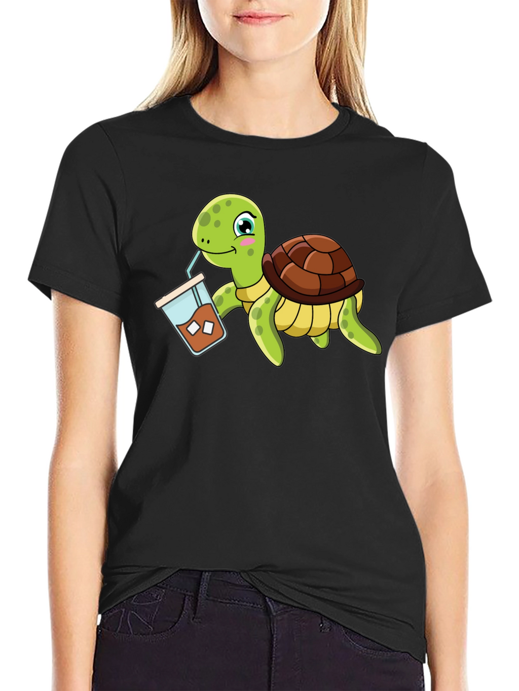 Turtle Drinking Iced Coffee T-Shirt