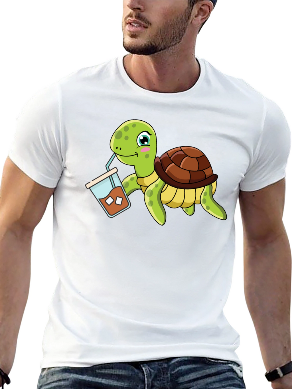 Turtle Drinking Iced Coffee T-Shirt