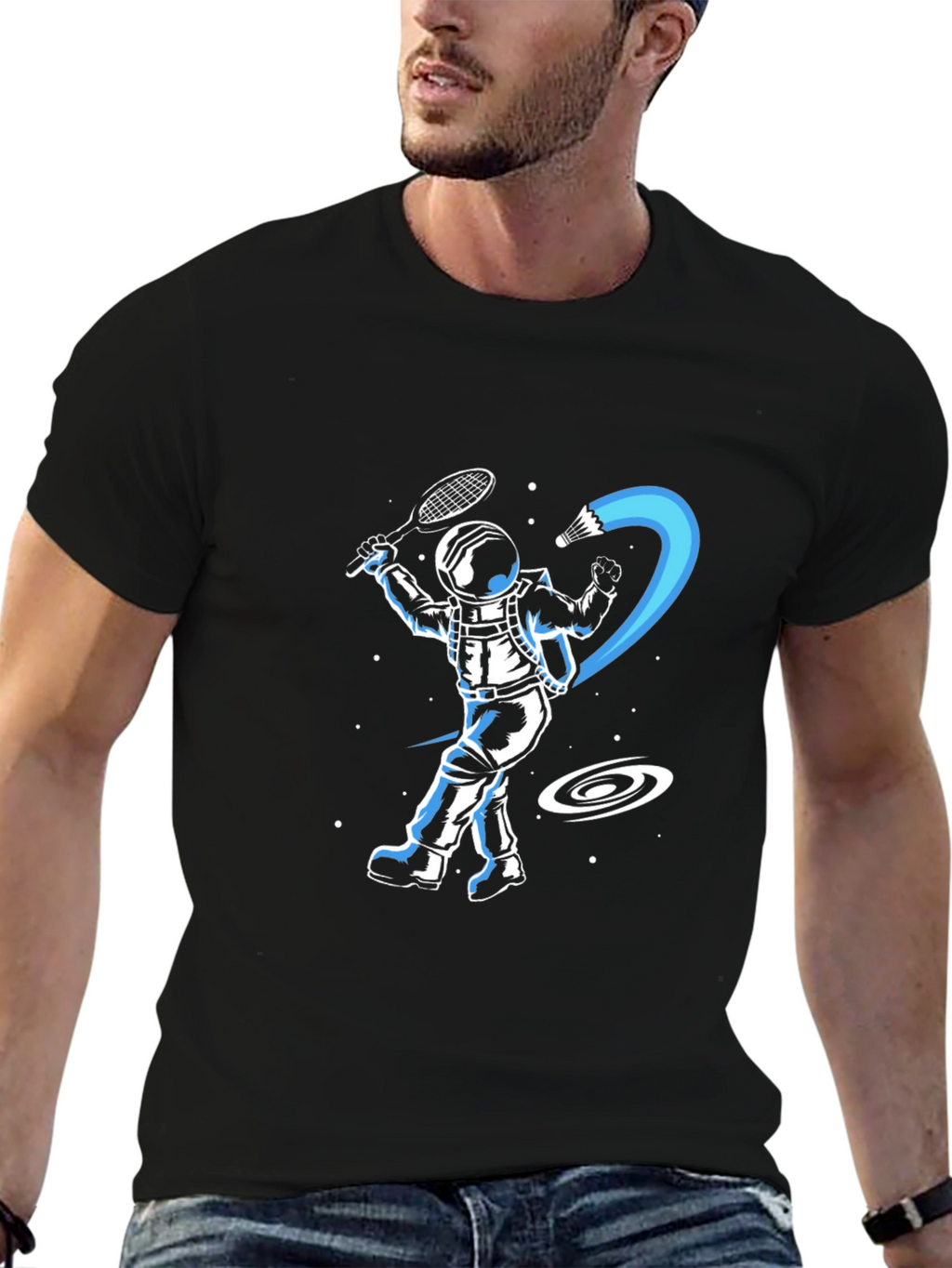 Astronaut Badminton T-Shirt - Space Shuttlecock Smash!