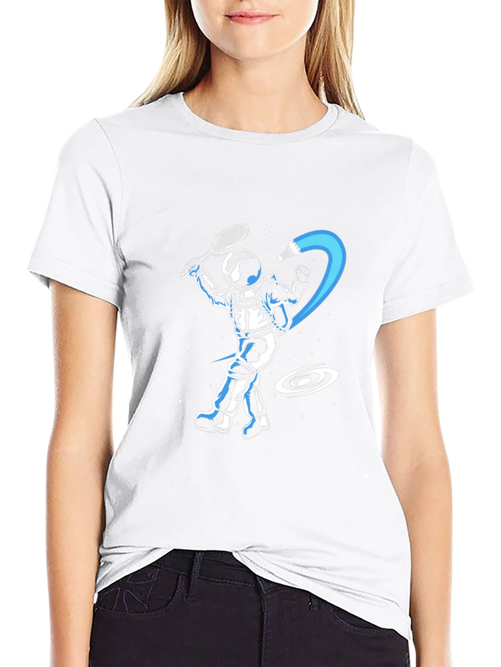 Astronaut Badminton T-Shirt - Space Shuttlecock Smash!