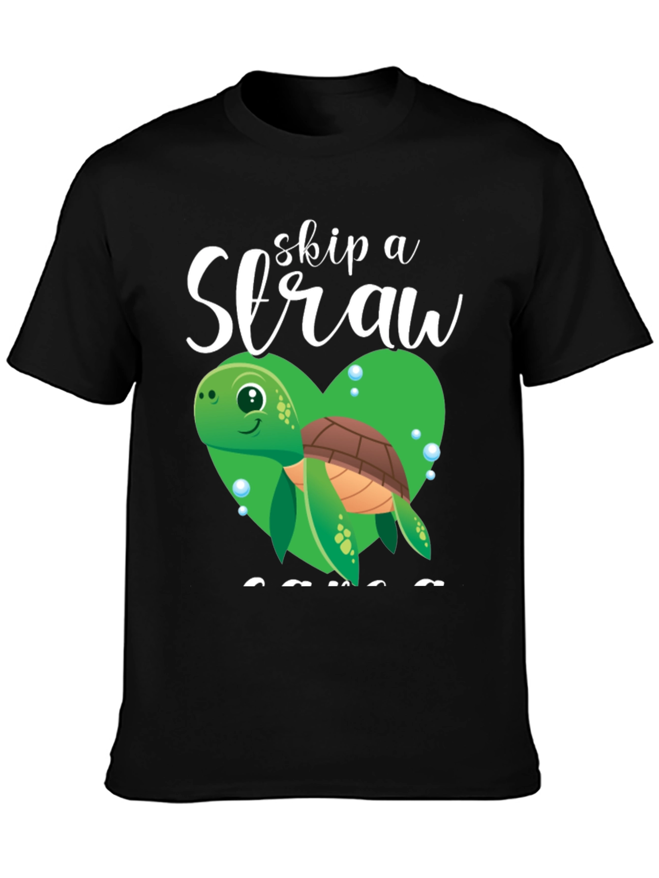 Skip a Straw Save Turtles Tee - Black Cotton T-Shirt