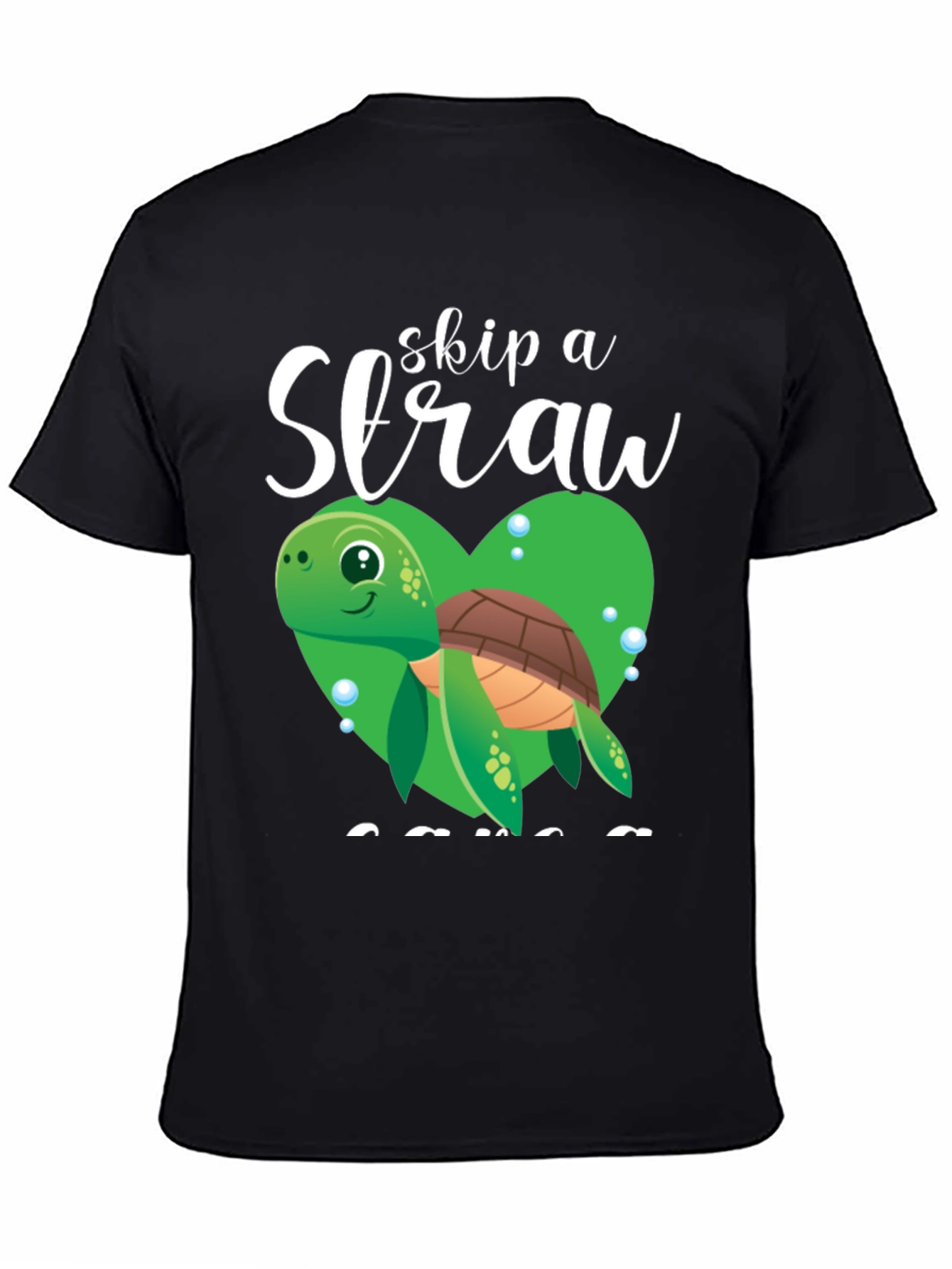 Skip a Straw Save Turtles Tee - Black Cotton T-Shirt