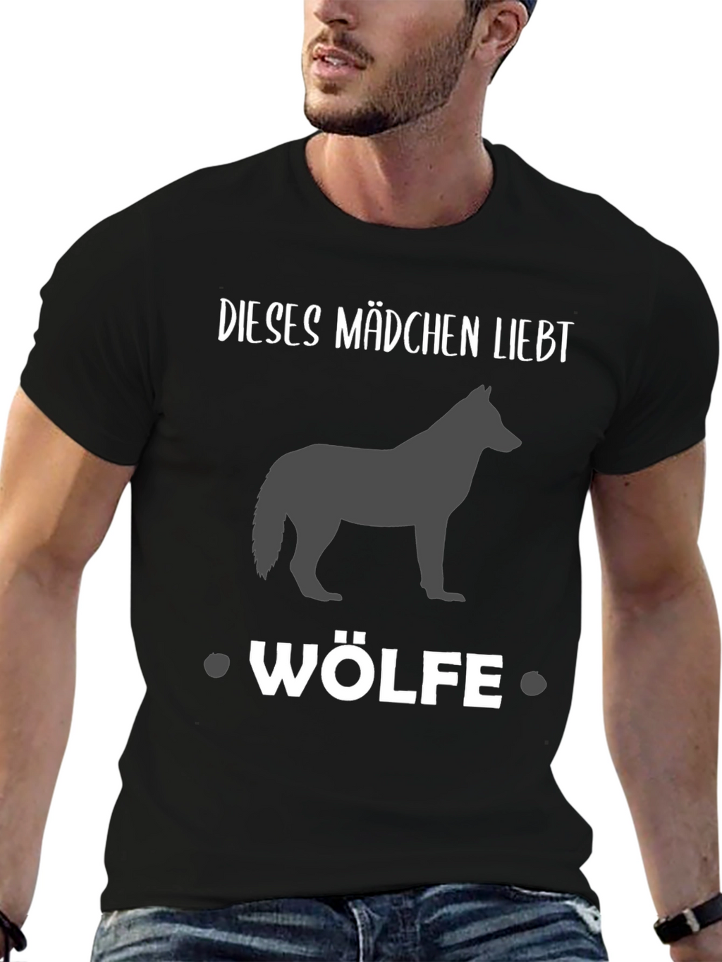 Girl Loves Wolves Black Graphic Tee
