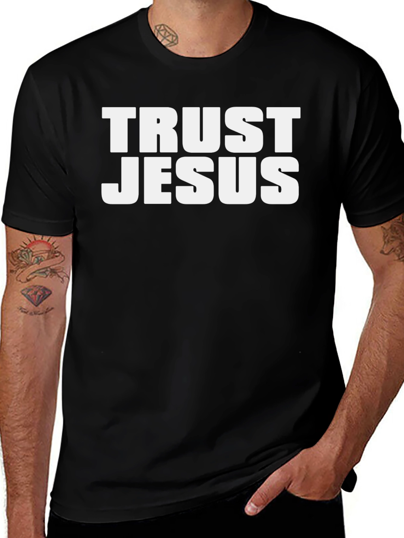 Trust Jesus Graphic Tee - Black Cotton T-Shirt