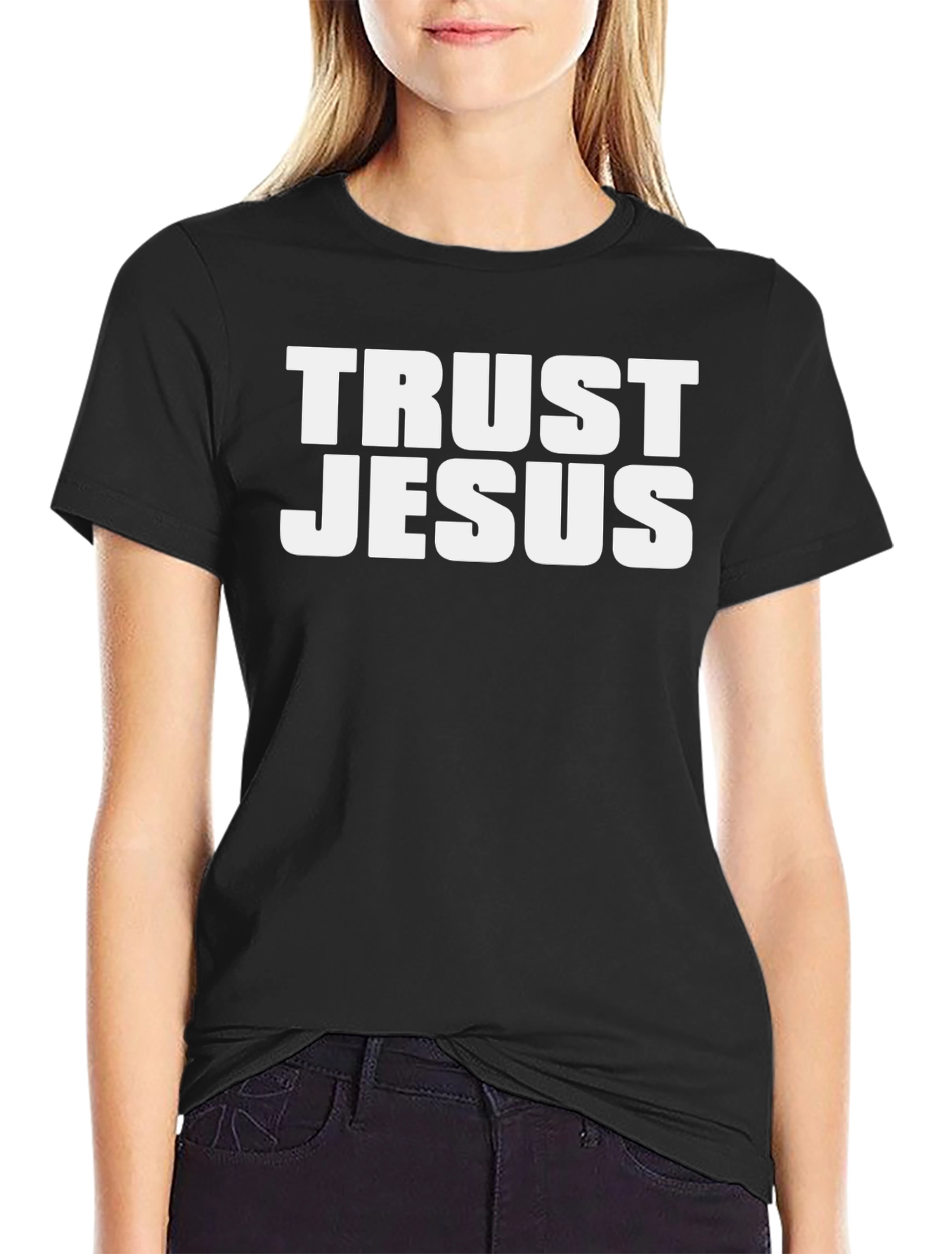 Trust Jesus Graphic Tee - Black Cotton T-Shirt