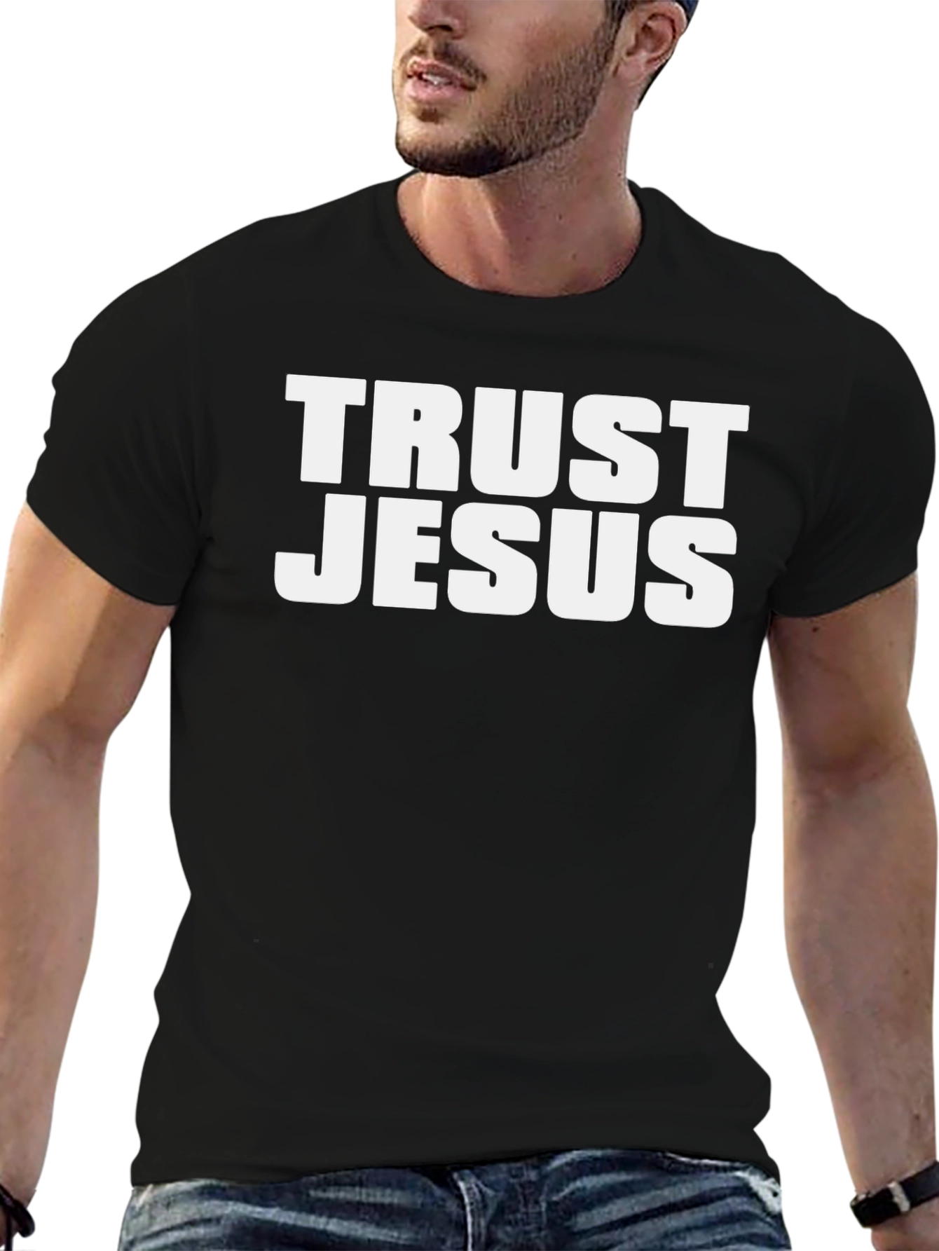 Trust Jesus Graphic Tee - Black Cotton T-Shirt