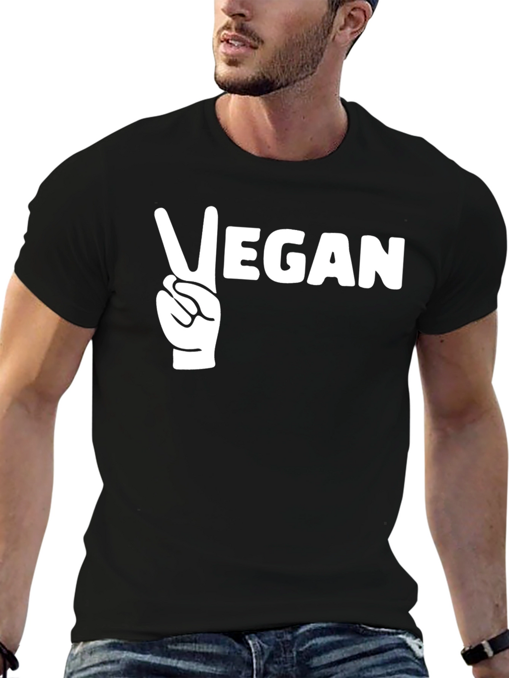 Vegan Peace Sign T-Shirt - Black
