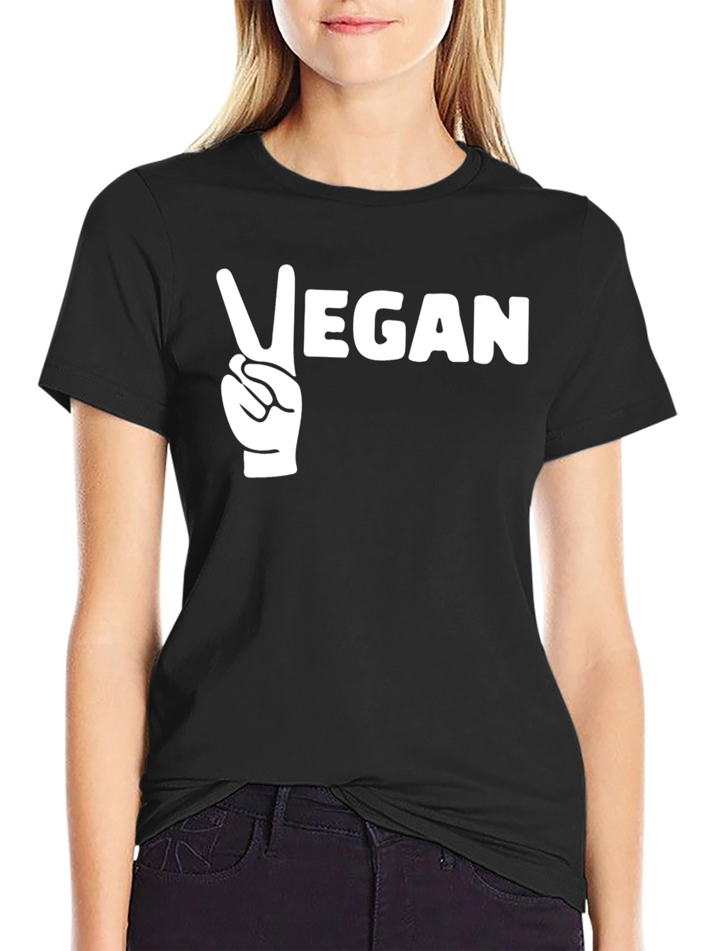 Vegan Peace Sign T-Shirt - Black