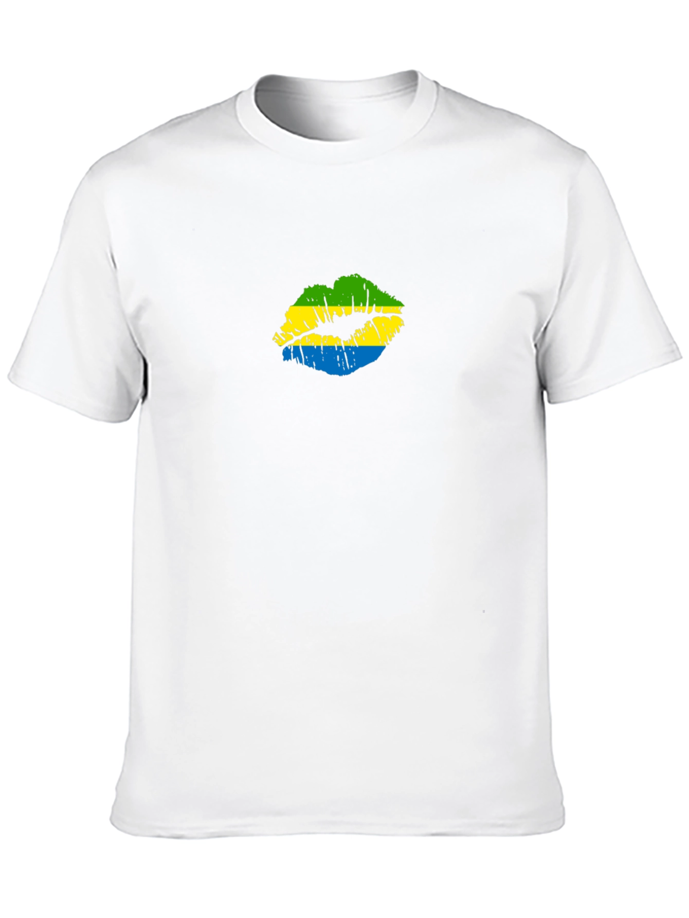 Gabon Flag Lips Black T-Shirt