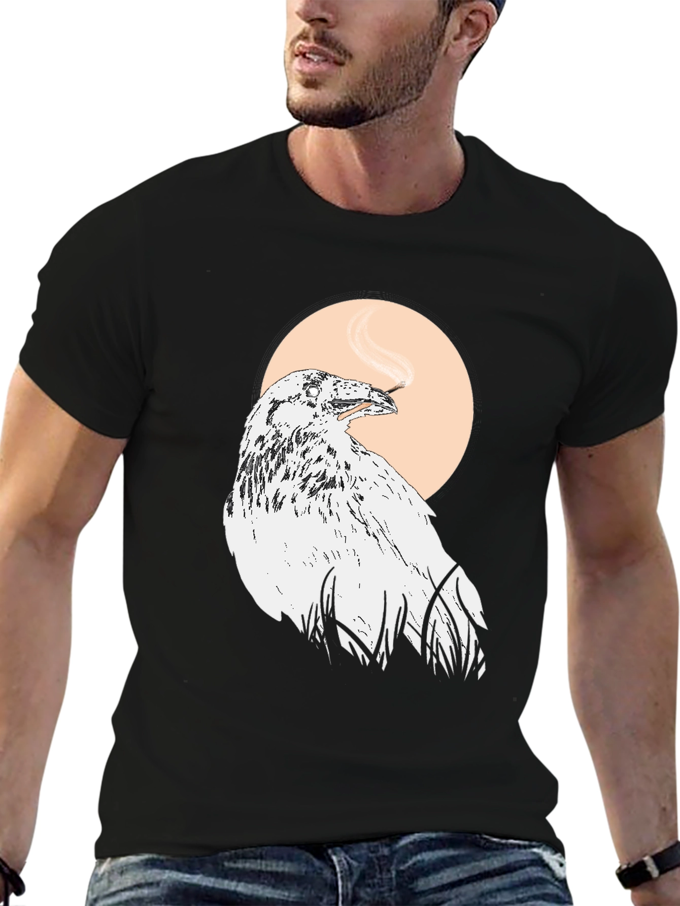 Raven Smoking T-Shirt - Unique Graphic Tee