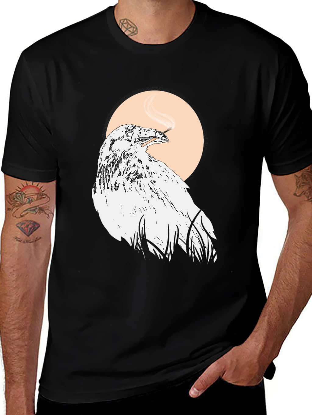Raven Smoking T-Shirt - Unique Graphic Tee
