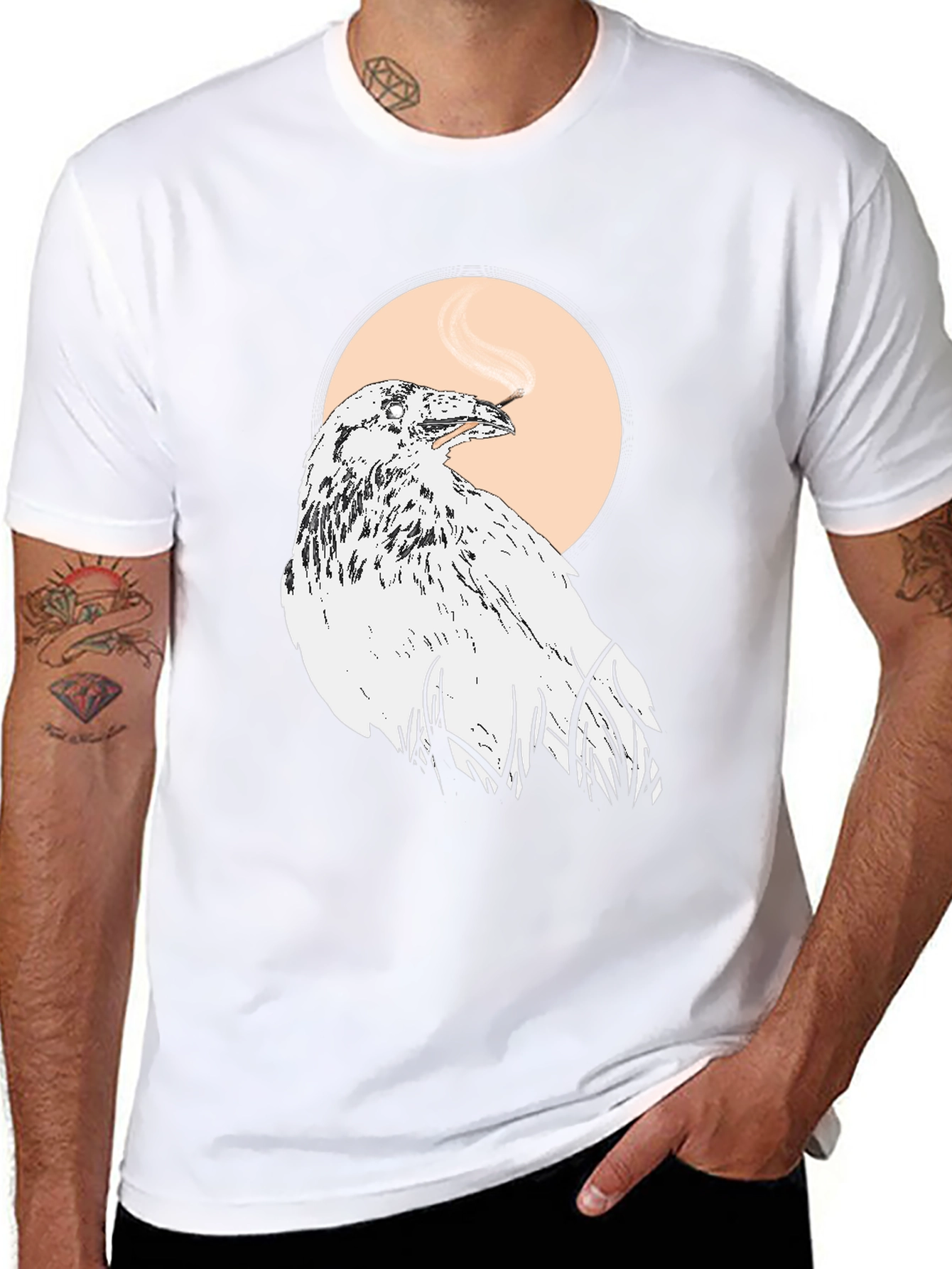Raven Smoking T-Shirt - Unique Graphic Tee