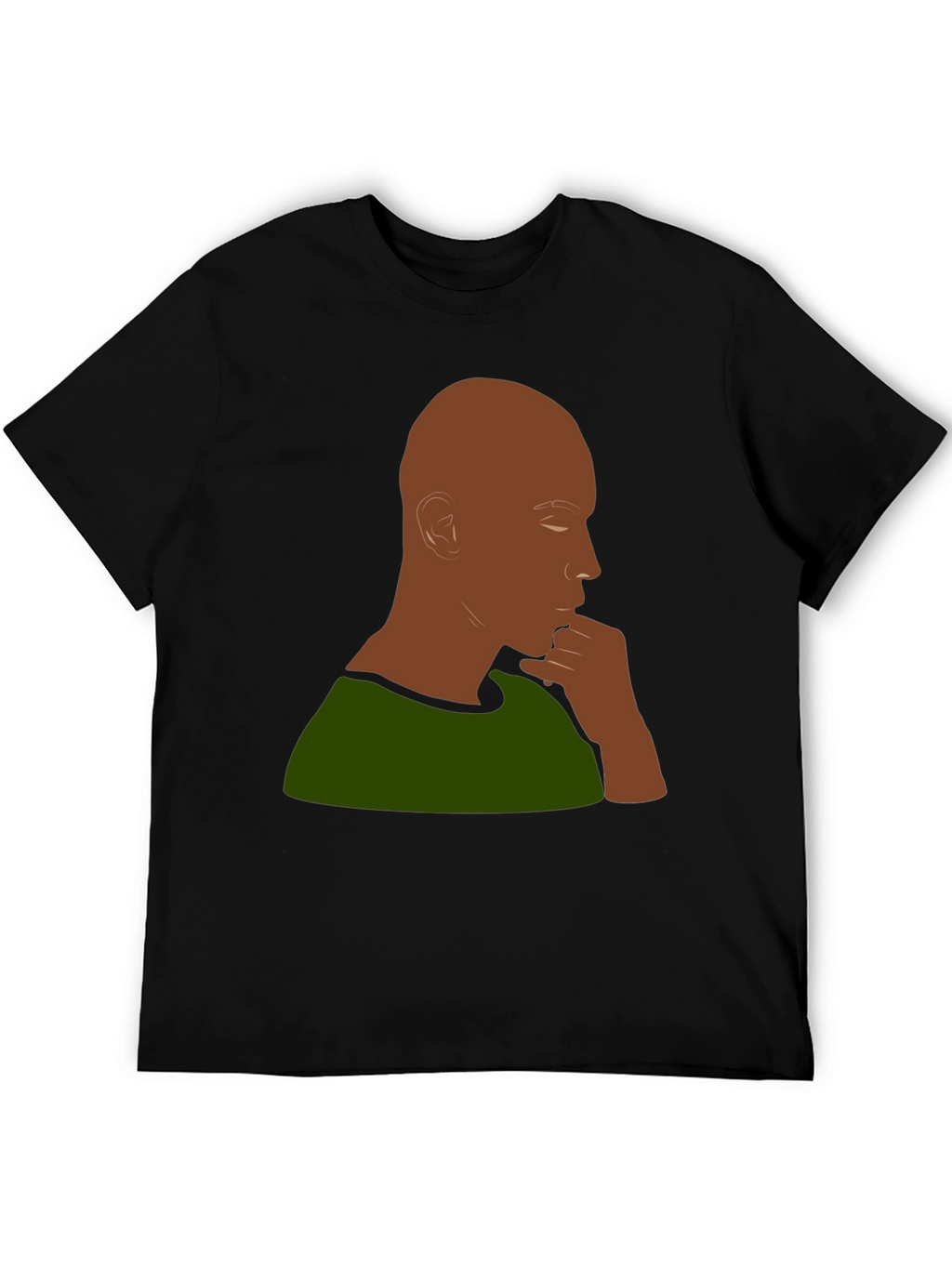 Contemplative Man Graphic Tee - Black
